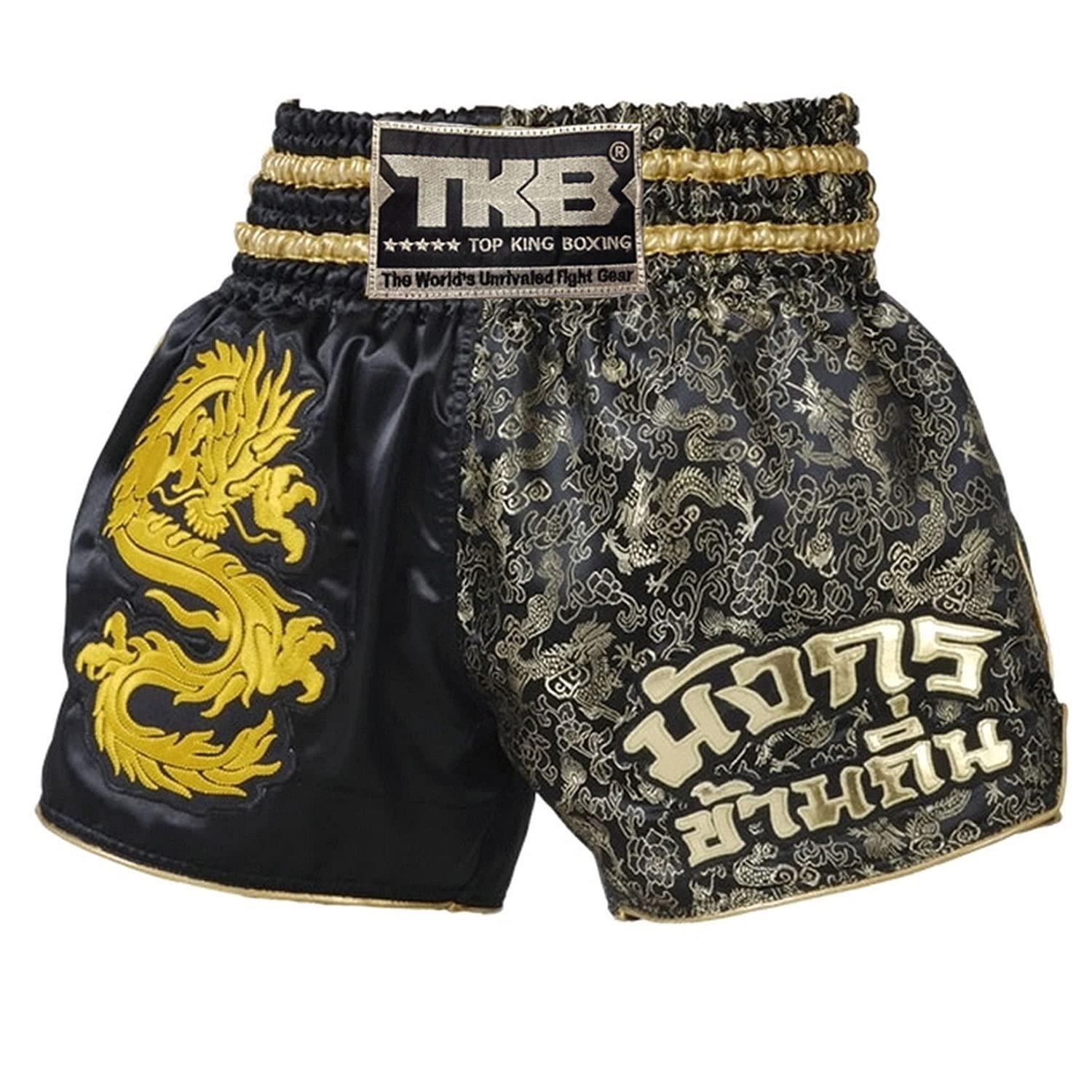 Short De Boxe Thaï TOP KING – Homme – Taille XL – Motif Décontracté Noir – Occasion