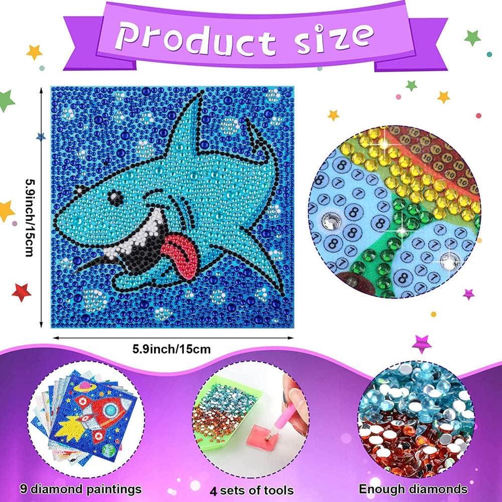 HUBENDMC 9 Pack 5D Diamond Painting Kits for Kids Cute Full Drill Diamond  Art Kits for Beginners DIY Gem Arts and Crafts for Kids Ages 8-12 Diamond  Dots for Home Wall Decor