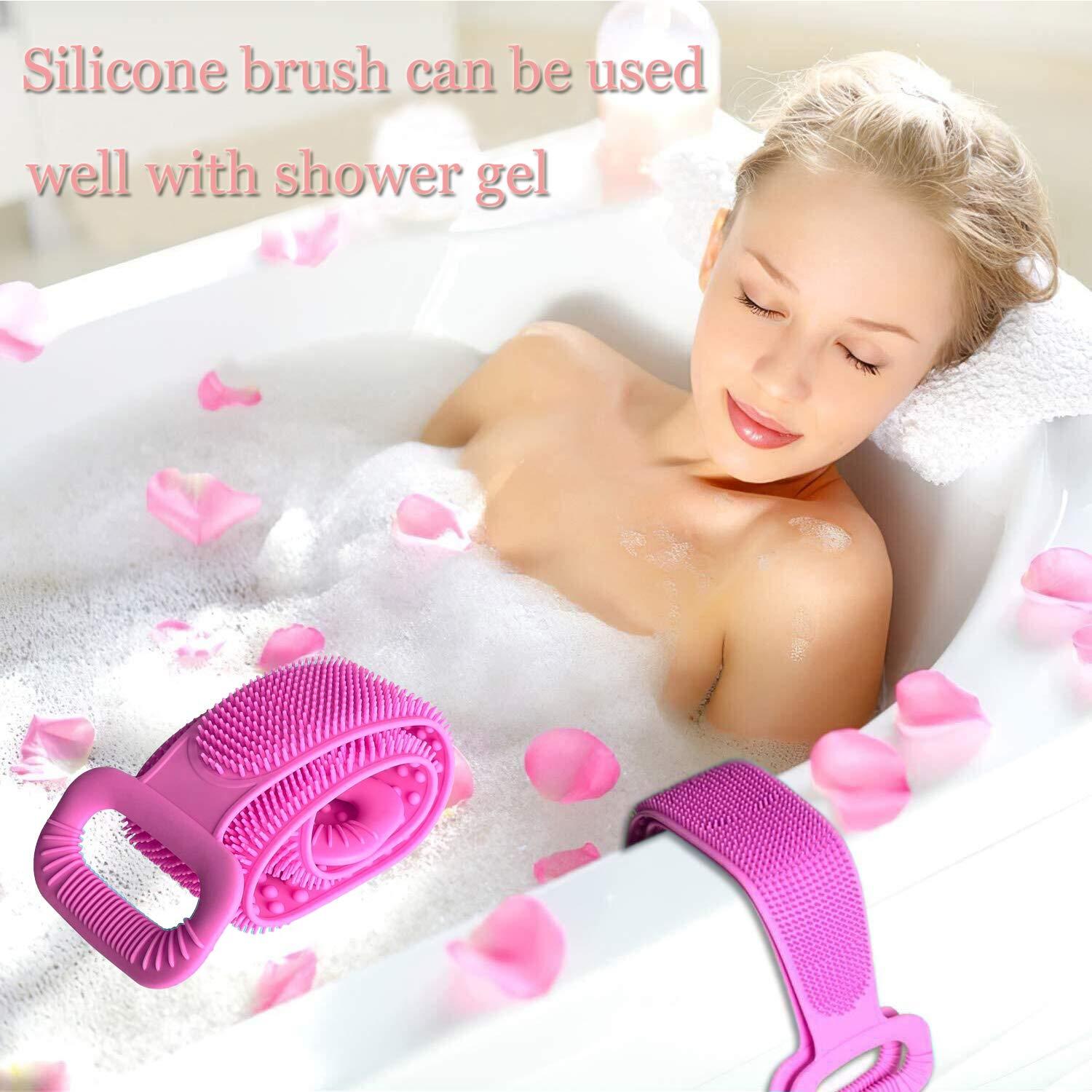 Silicone Back Cleaning Brush for Shower Soft Back Massage Brush Silicone  Exfoliating Brush Silicone Shower Gel Body Brush-Easy to Deep Clean/Skin  Care/Massage (Pink) (30 In)
