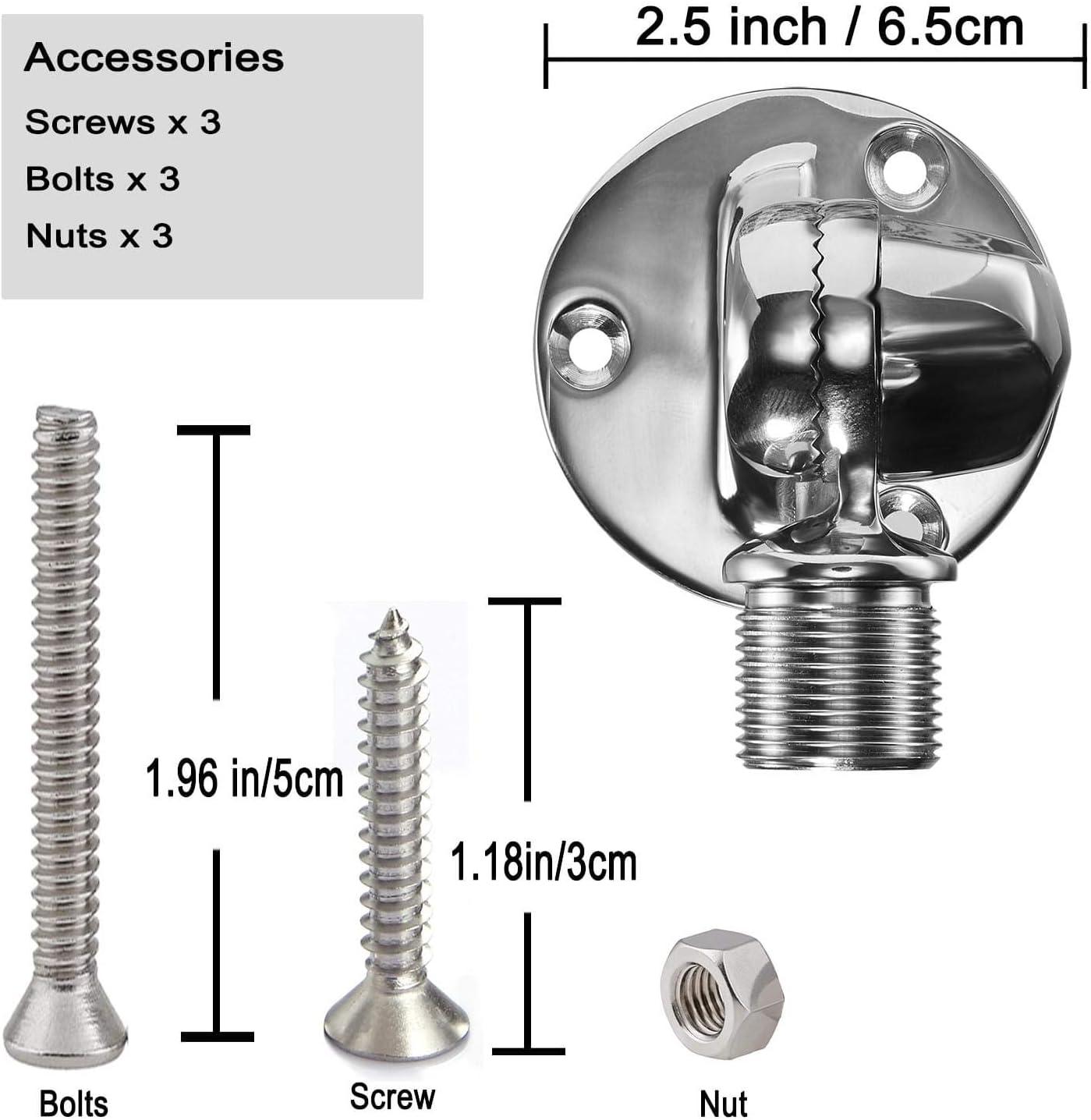 ZOMCHAIN Ratchet Rail Mount Marine VHF Antenna Mounts 316 Stainless Steel Adjustable Base