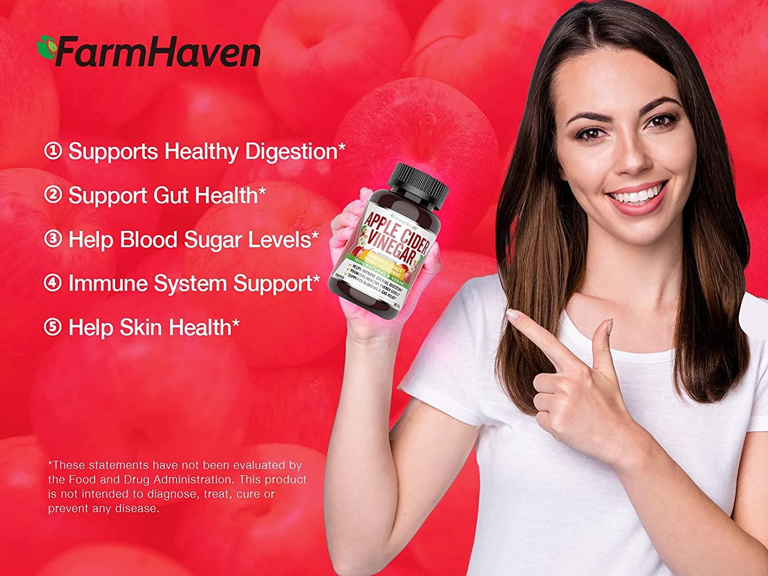 FarmHaven Apple Cider Vinegar Capsules with Mother, ACV Capsules with