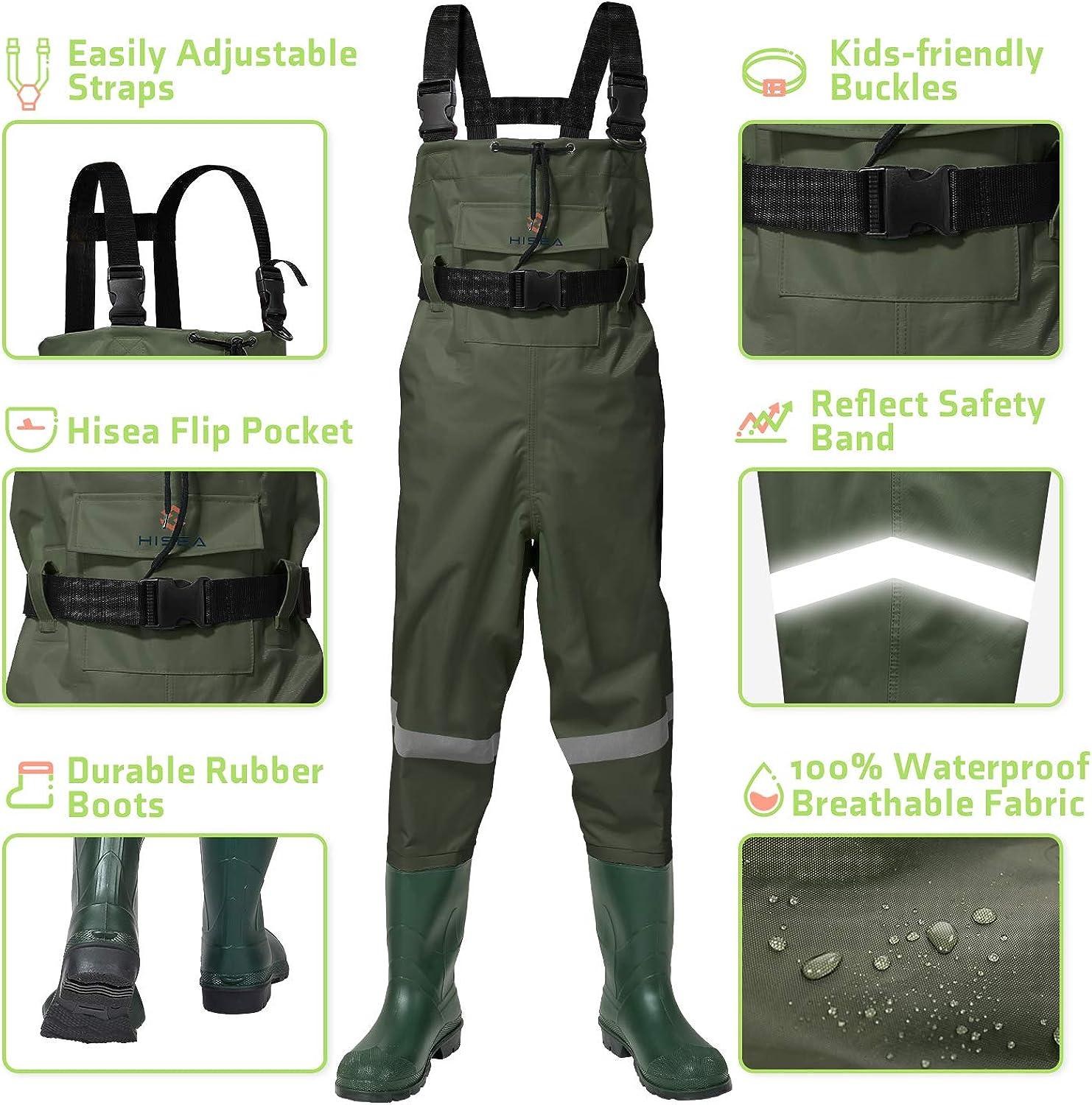 HISEA Kids Chest Waders Youth Fishing Waders for Toddler Children