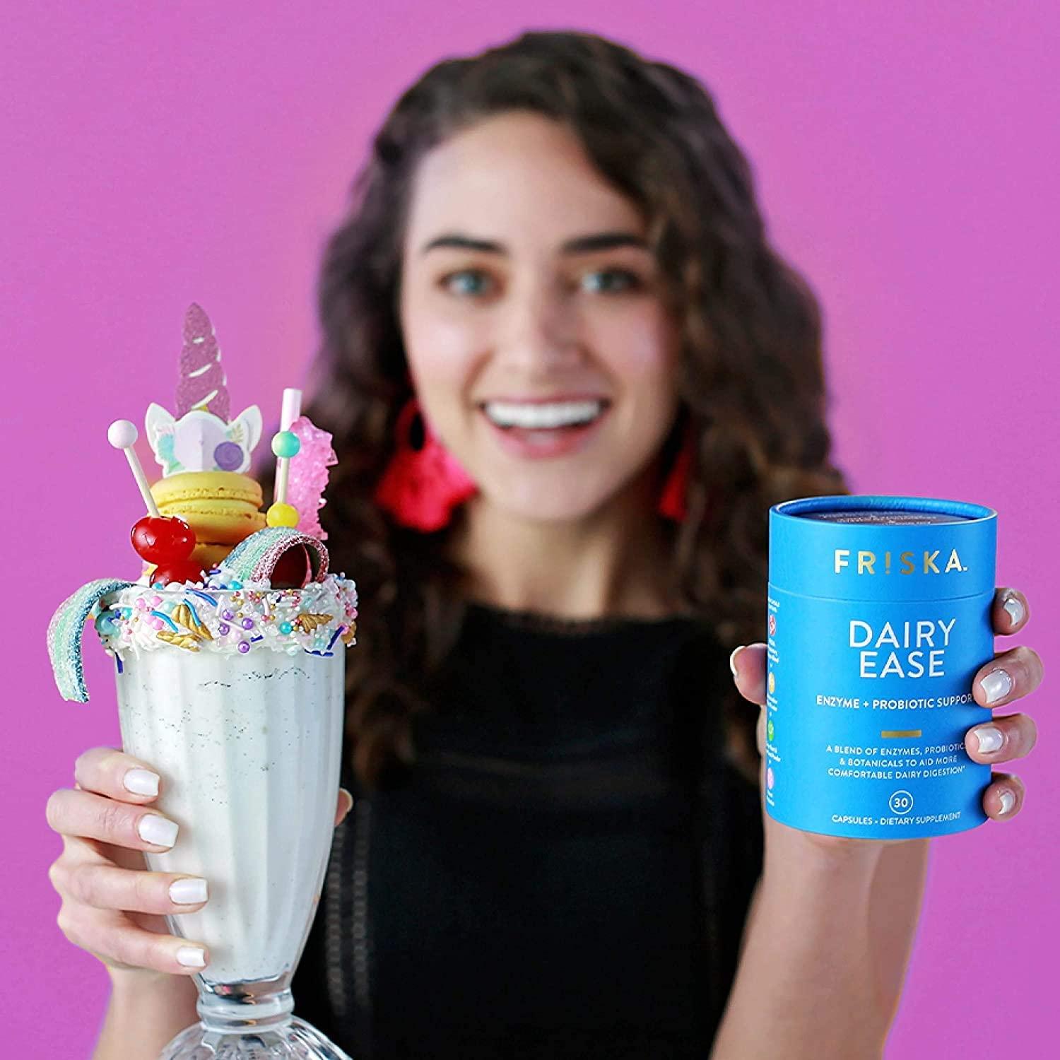 FRISKA Dairy Ease Supplement Digestive Enzymes & Probiotics Lactose