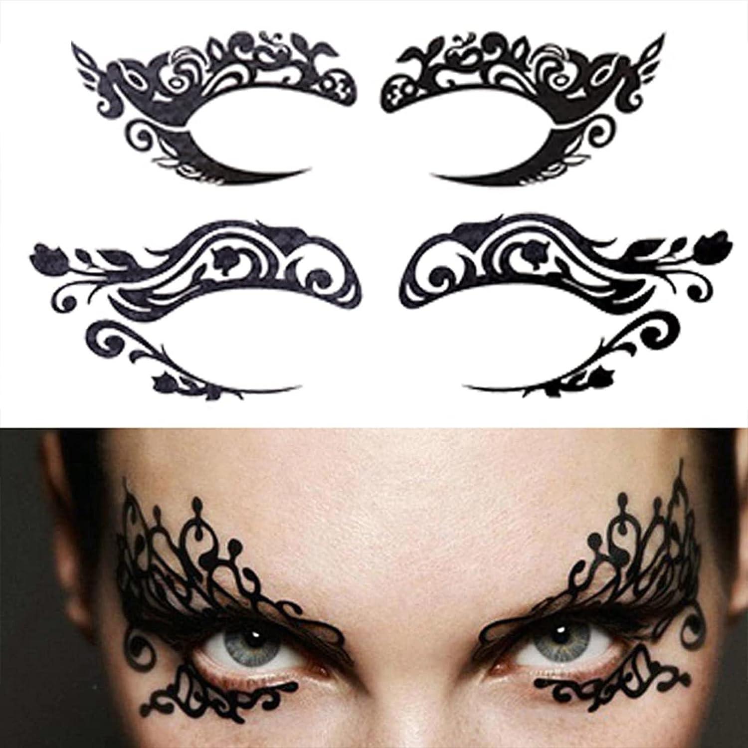 Eye shadow Tattoo Sticker Temporary Eye Tattoo Makeup Transfer Stickers  Eyeliner Eyeshadow Sticker Eyes Makeup Party Lace Stickers on Face 20pcs  /10 Pairs -Colorful