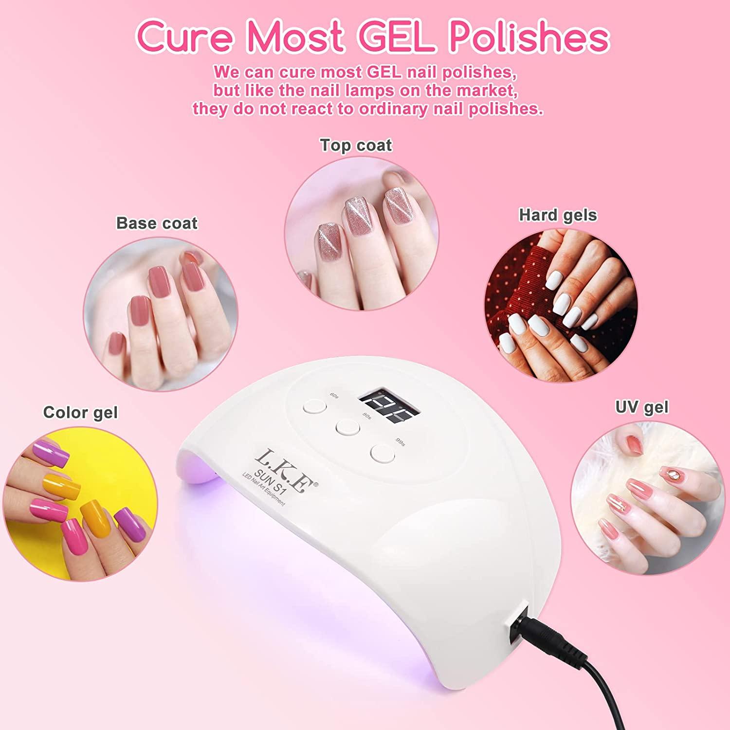 LED Nail Lamp, 48W Nail Dryer Gel Nail Polish Curing LED UV Light with 4  Timers Automatic Sensor LCD Display Professional Nail Art Tools Accessories  for Fingernail Toenail Salon （White） : Amazon.in: