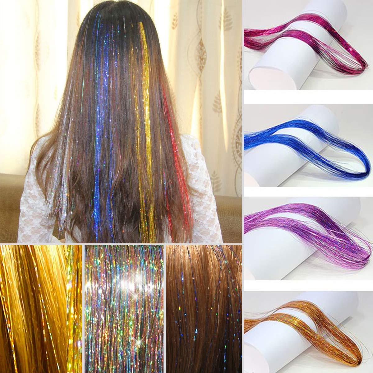 DJTINSEL Hair Tinsel Kit 11 Colors Fairy Tinsel Hair Extensions 46 Inch Hair  Tinsel Heat Resistant 2700 Strands Glitter Fairy Hair Tinsel Kit Hair  Tensile with Beads (11 Colors)