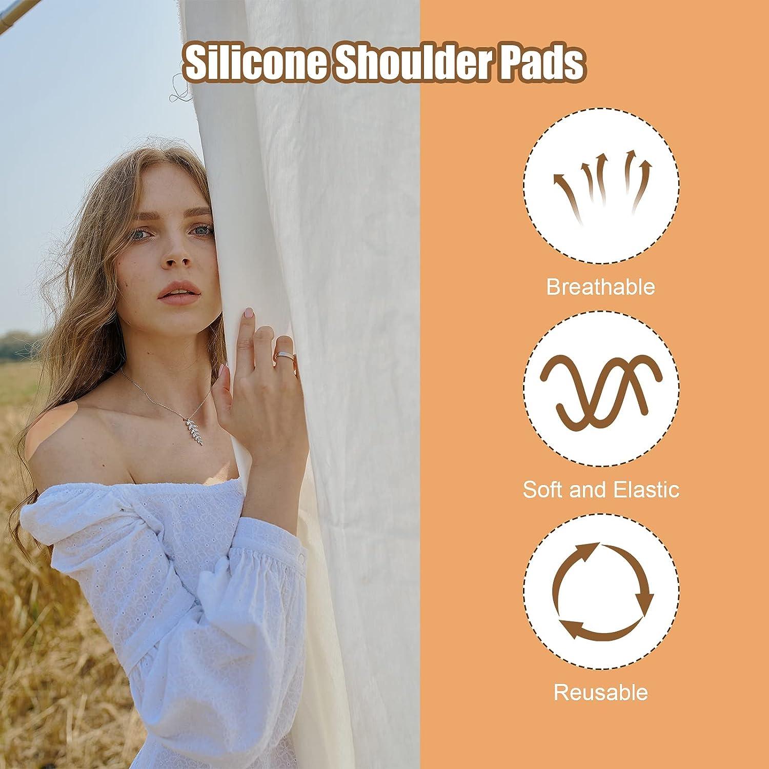 Silicone Shoulder Pads for Womens Clothing, Adhesive Silicone Push-Up Pads  Invisible Breathable Shoulder Enhancer Reusable(1 Pairs (Transparent))