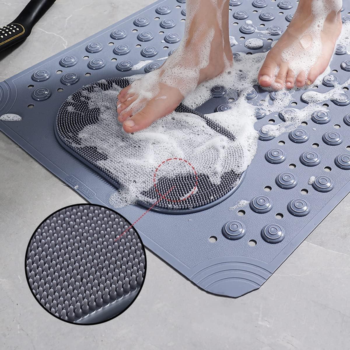 Carmoion Bath Mat Non-Slip Rubber Shower Mat with Drain Holes Suction Cups  Quick Drain Easy Cleaning Feet Massage Bath Mat for Shower Tub & Shower  Stall & Bathroom Machine Washable 27.5 14.5in