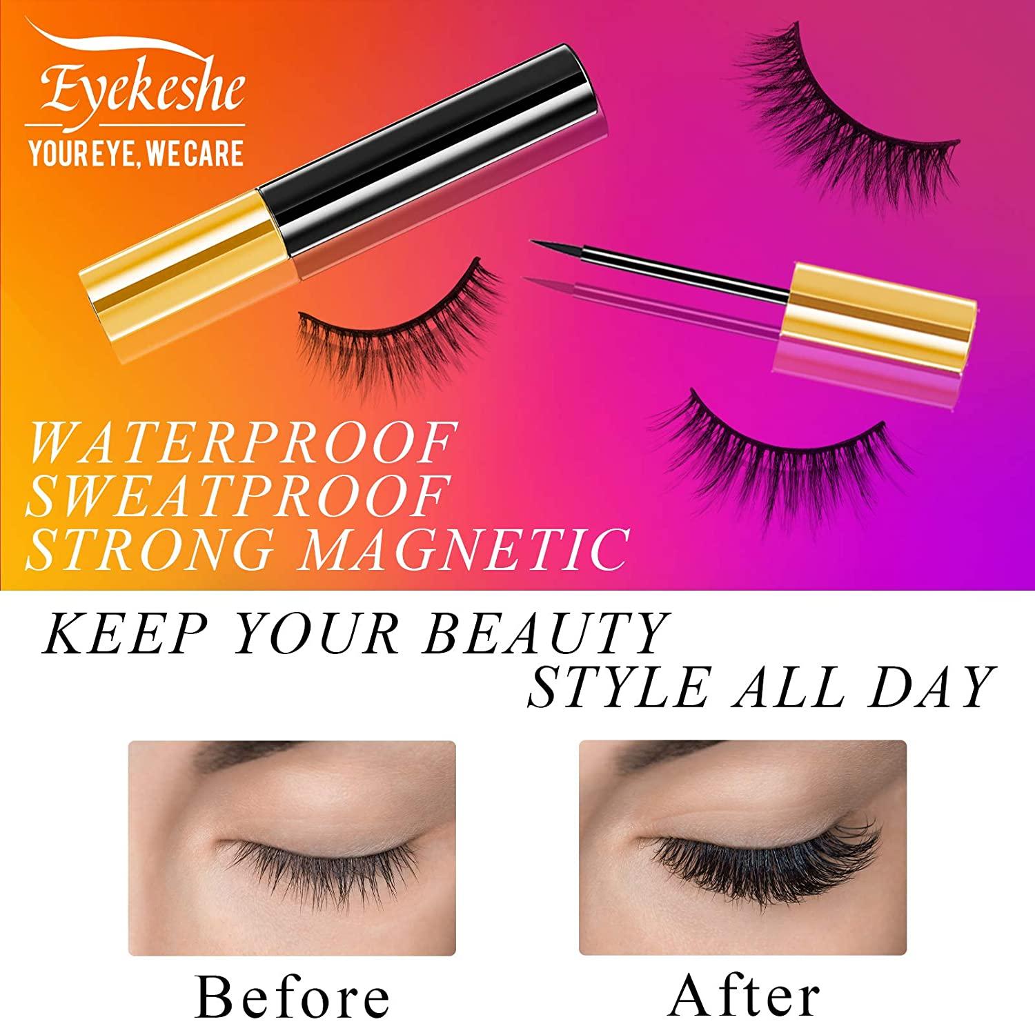 Natural Look Eyelashes with Eyeliner Kit, EYEKESHE Short