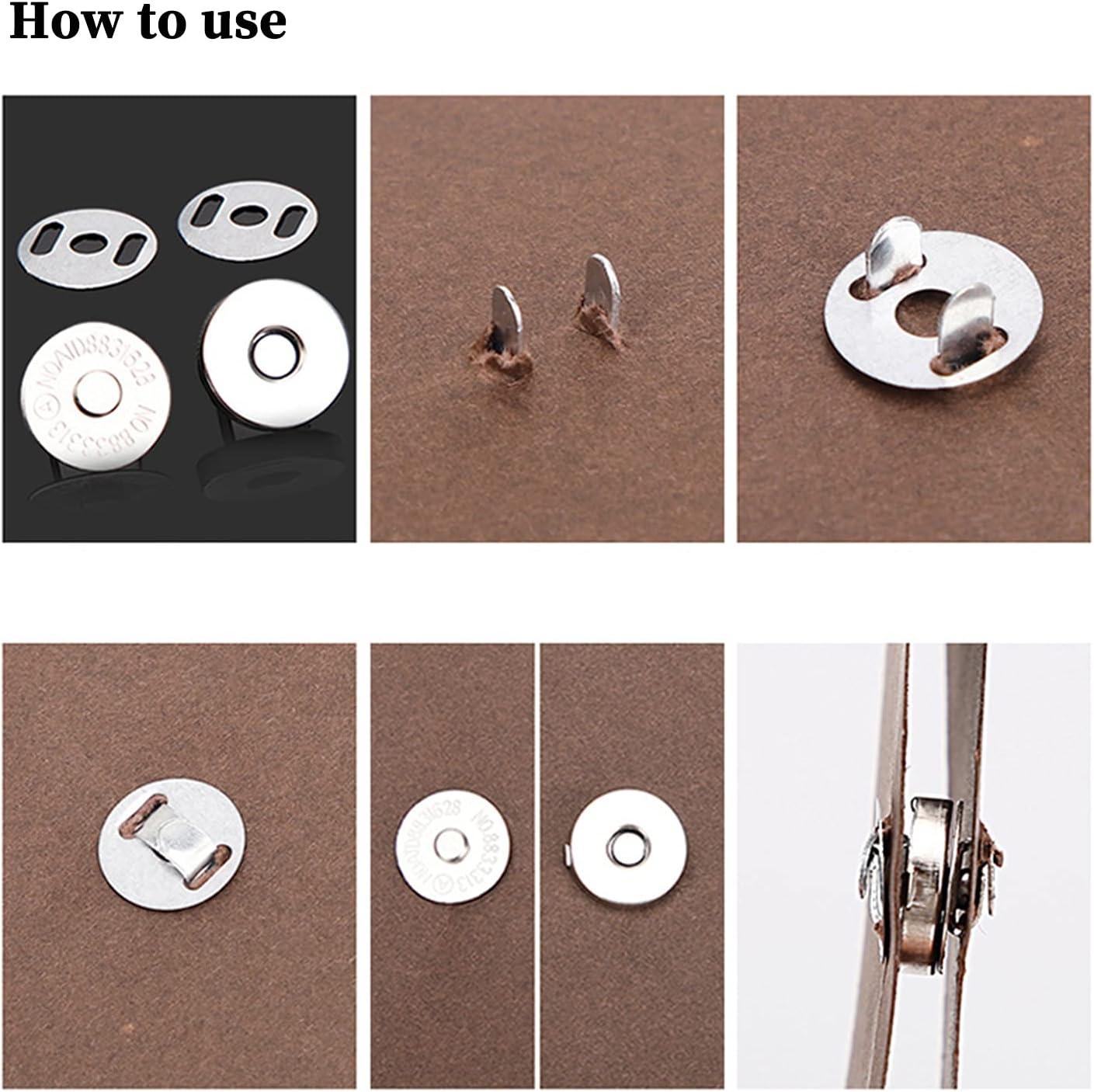 Sbest 20 Sets 14mm Coppery Strong Magnetic Button Clasps,Round Magnetic Snaps Bag Button Clasps Closure Purse Handbag with Washer Nickel DIY Craft
