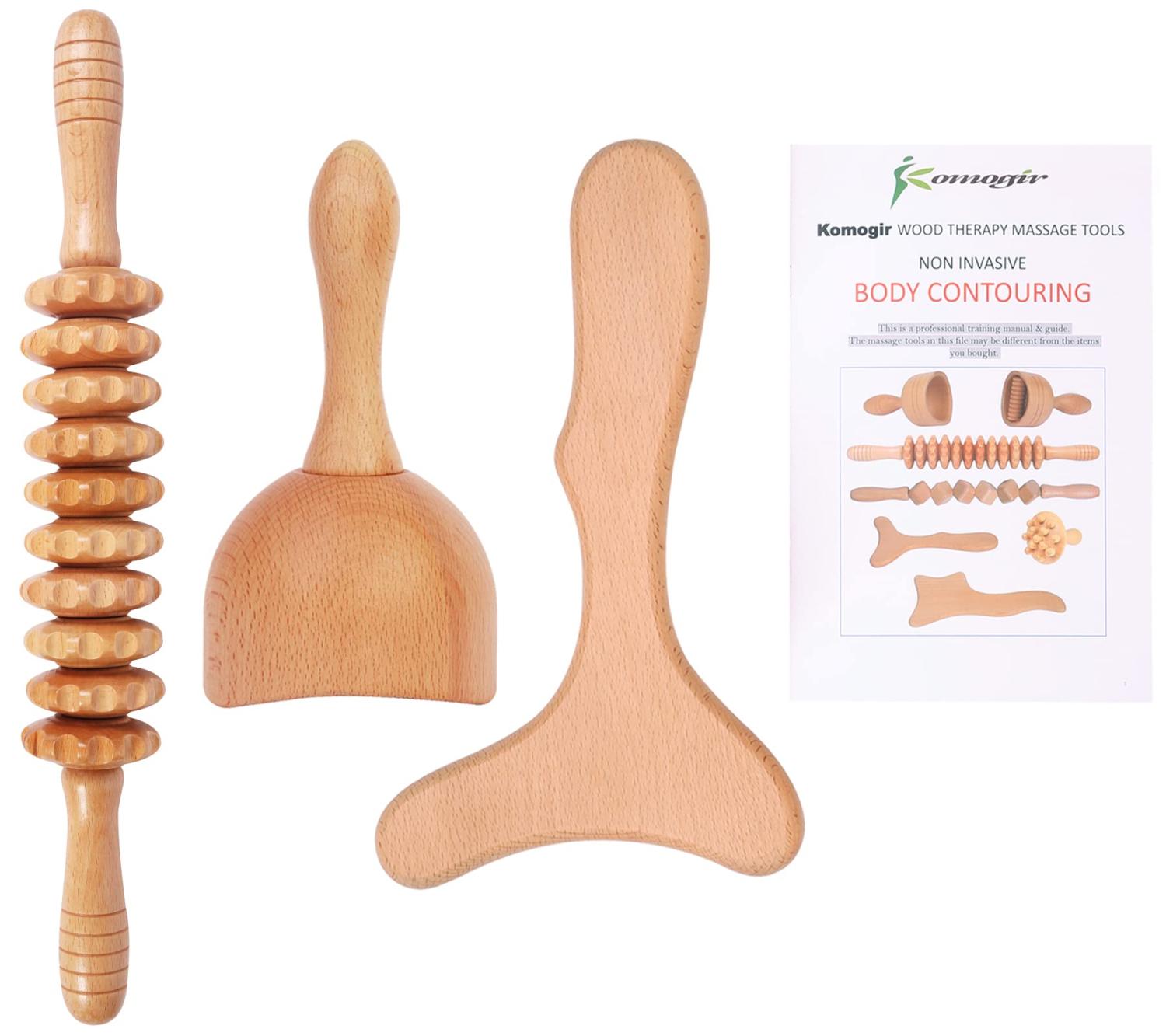 3in1 Wood Therapy Massage Tools for Lymphatic Drainage & AntiCellulite Body Sculpting
