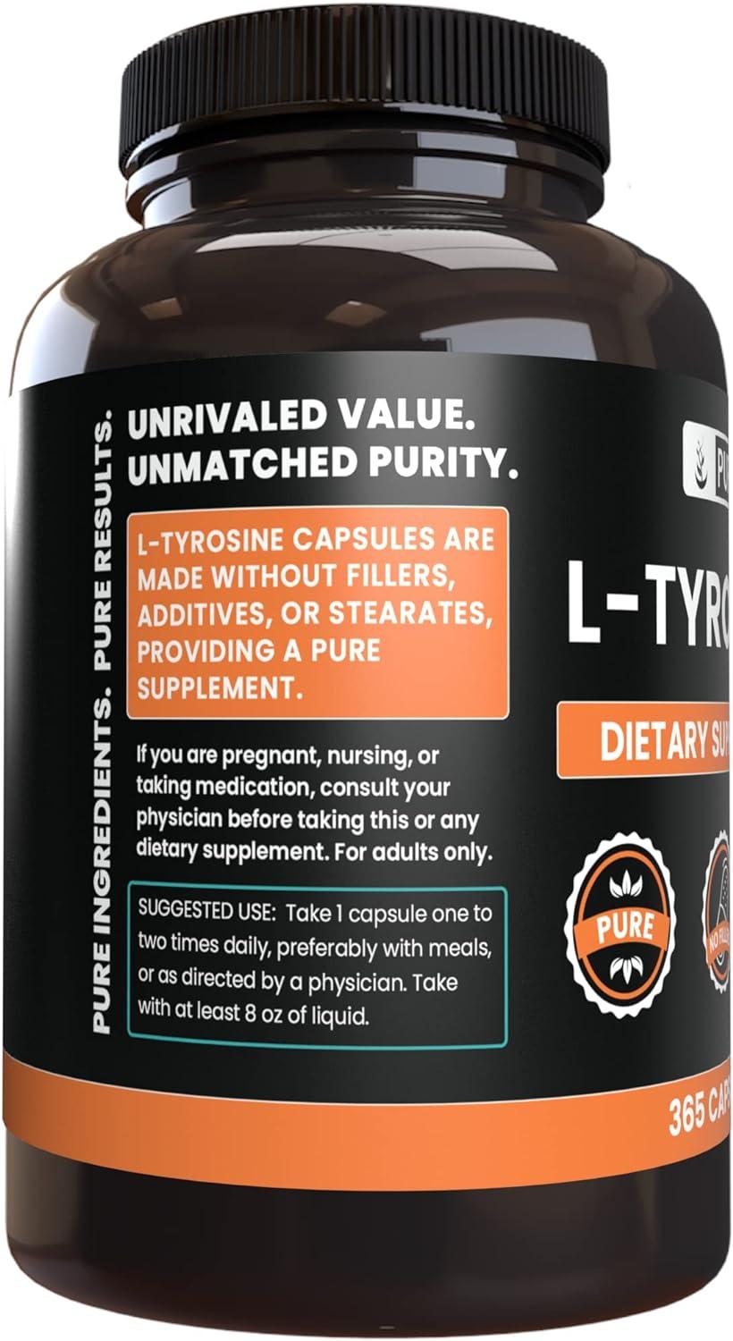 Pure Original Ingredients LTyrosine and Magnesium Citrate Bundle 365