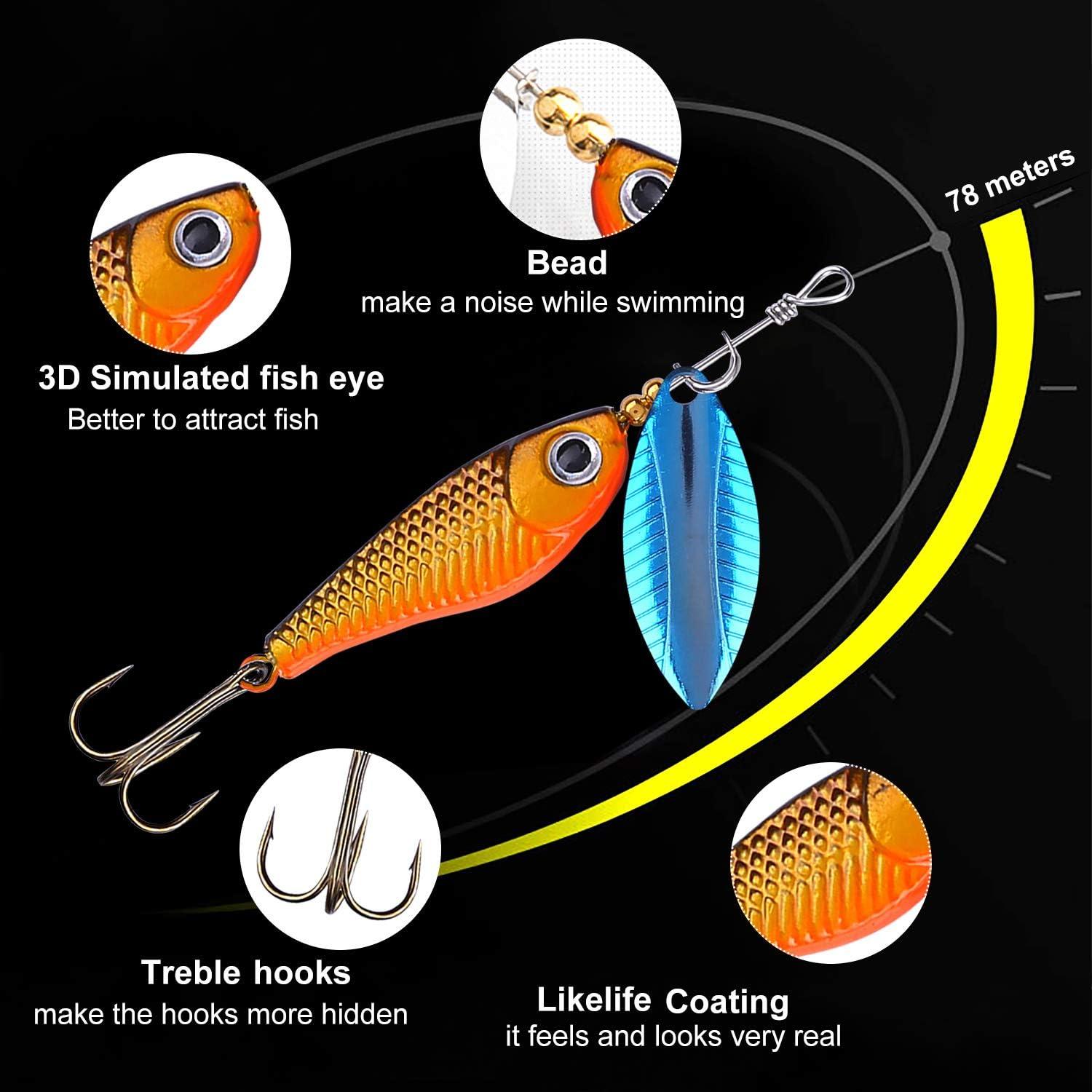 TOPFORT Fishing Lures, Fishing Spoon,Trout Lures, Bass Lures