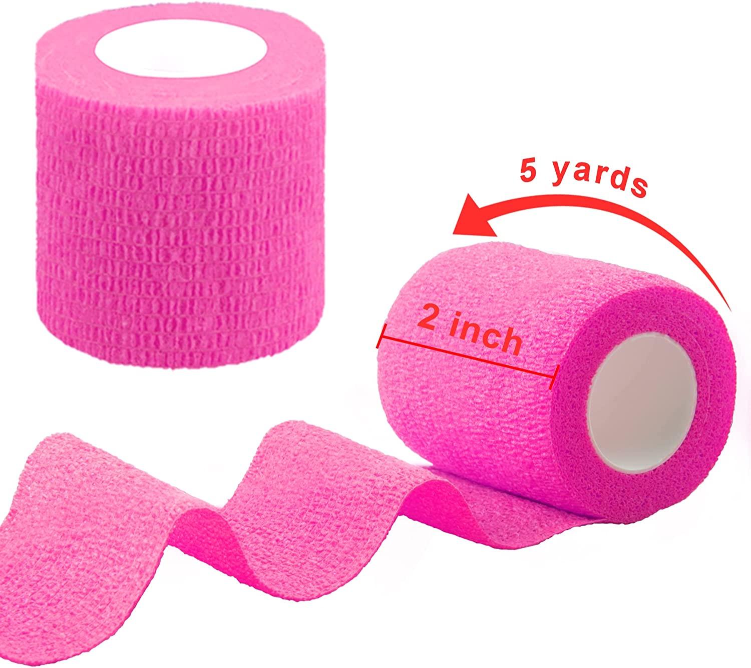 BQTQ 30 Rolls Self Adhesive Bandage Wrap Pink Adhesive Wrap 2 inch Self