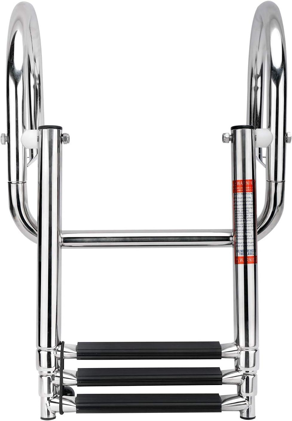 YaeMarine Stainless Steel Folding Dock Ladder 3 Steps Telescoping