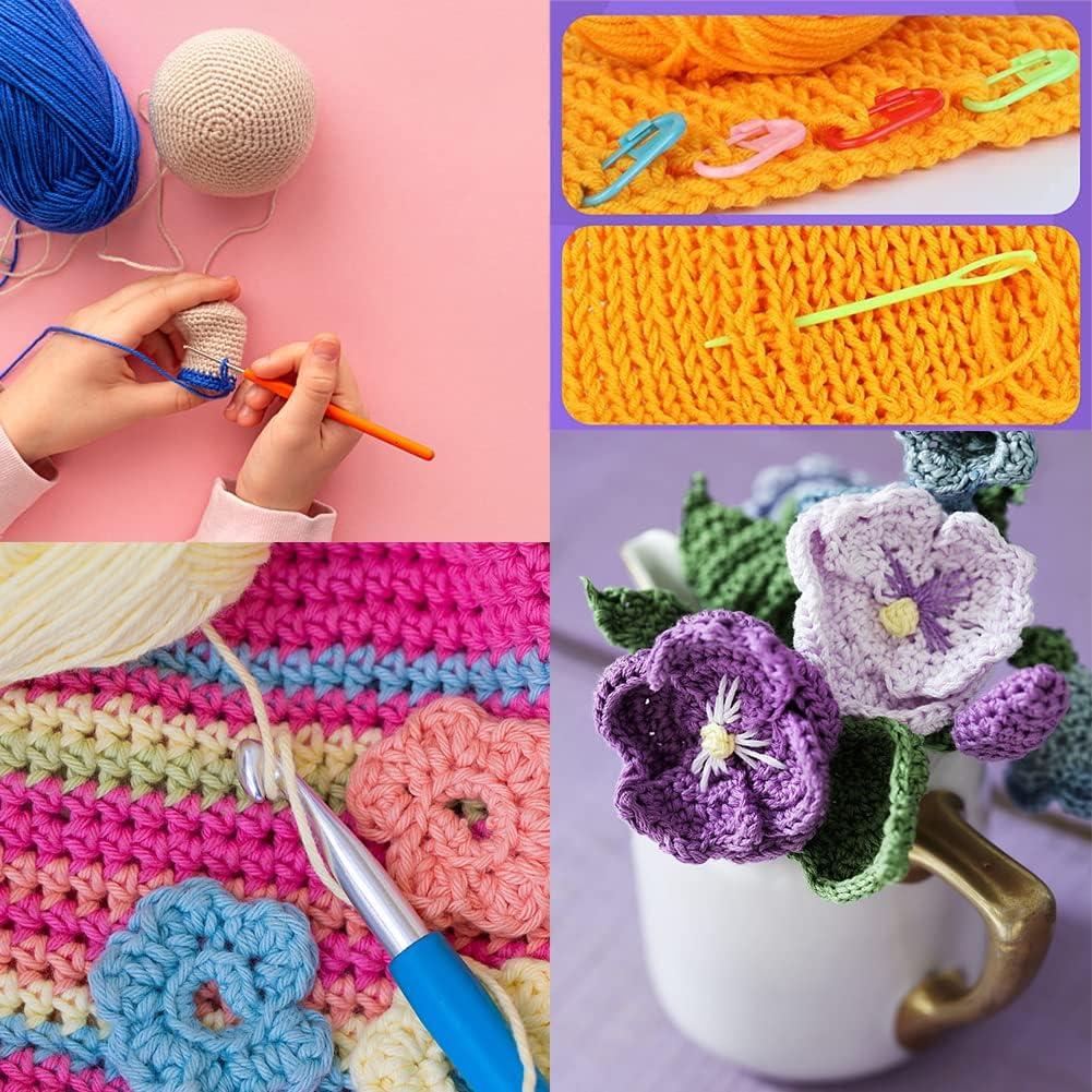 Katech 8 Pieces Ergonomic Crochet Hooks Colorful Plastic Handle