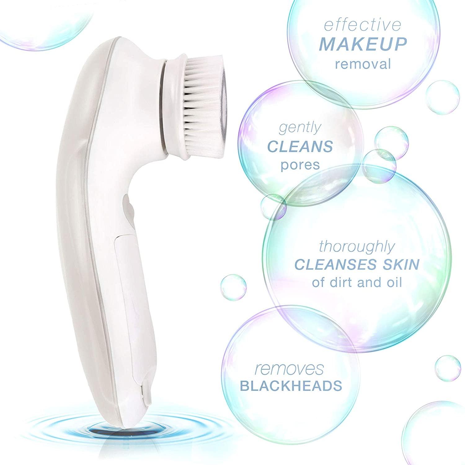 Waterproof Facial Cleansing Spin Brush Set with 3 Exfoliating Brushes