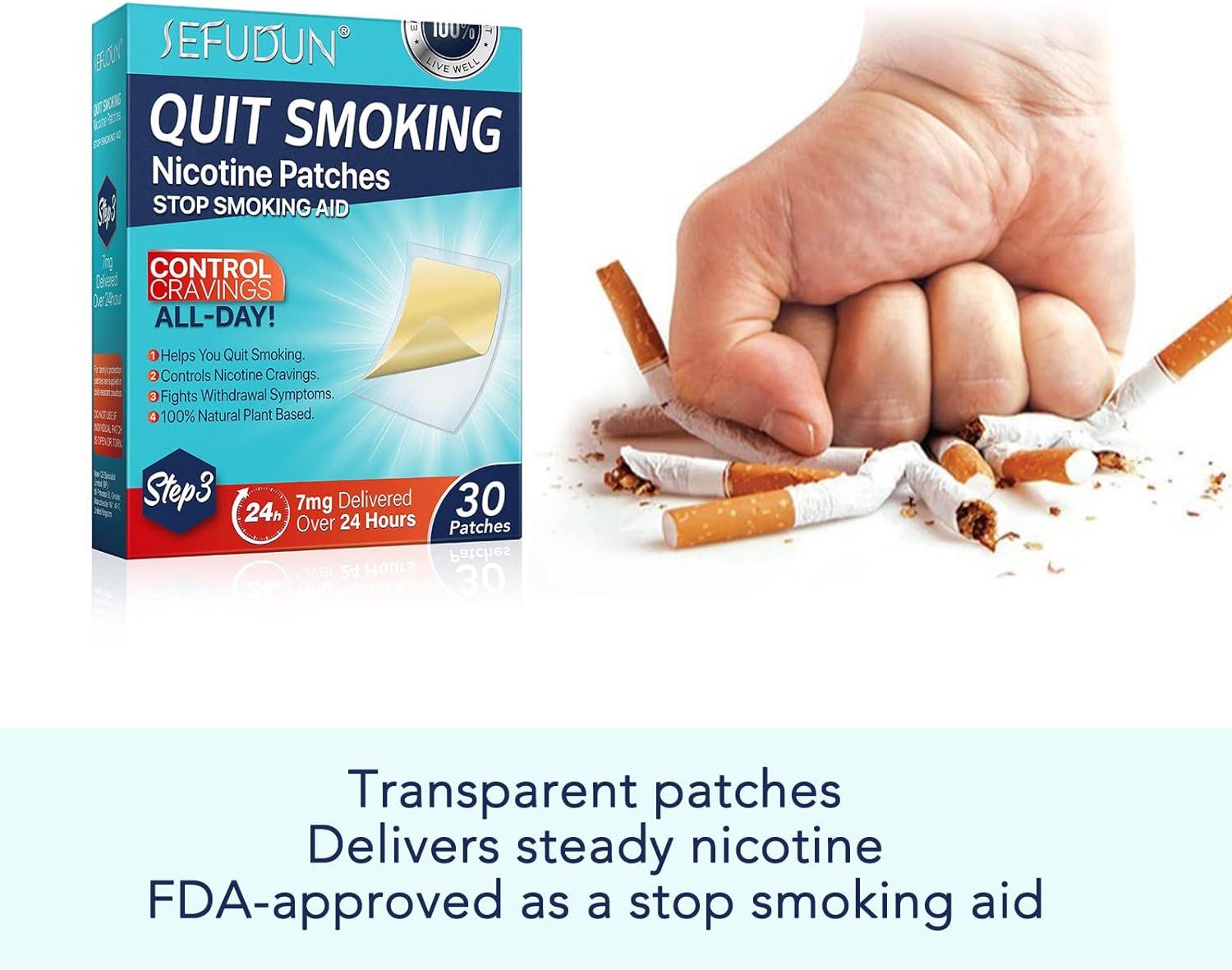 tobacco cessation aids Nicotine Patches 7 mg Step 3 - Stop Smoking Aid 30 Count | Buy Now with  Express International Delivery