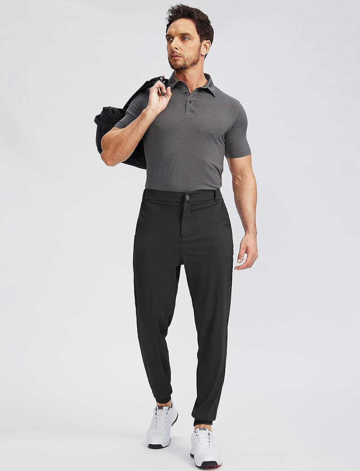 Soothfeel Men's Golf Joggers Pants with 5 Pockets Slim Fit Stretch  Sweatpants Running Travel Dress Work Pants for Men 01-black Large