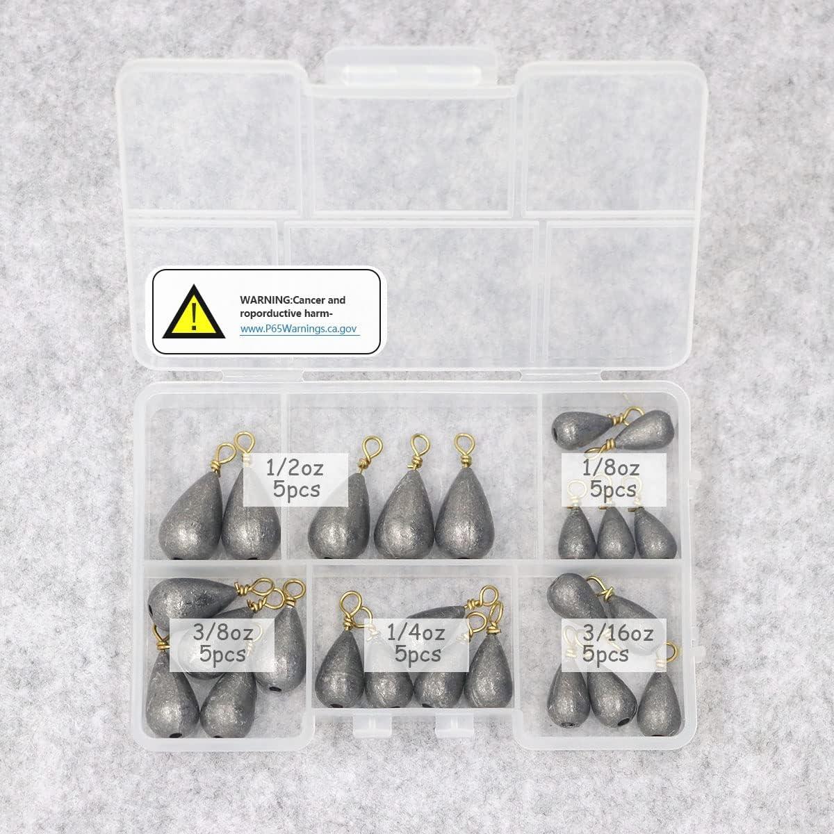 UperUper Fishing Weights Sinkers Kit 25pcs/Box Assorted Bass