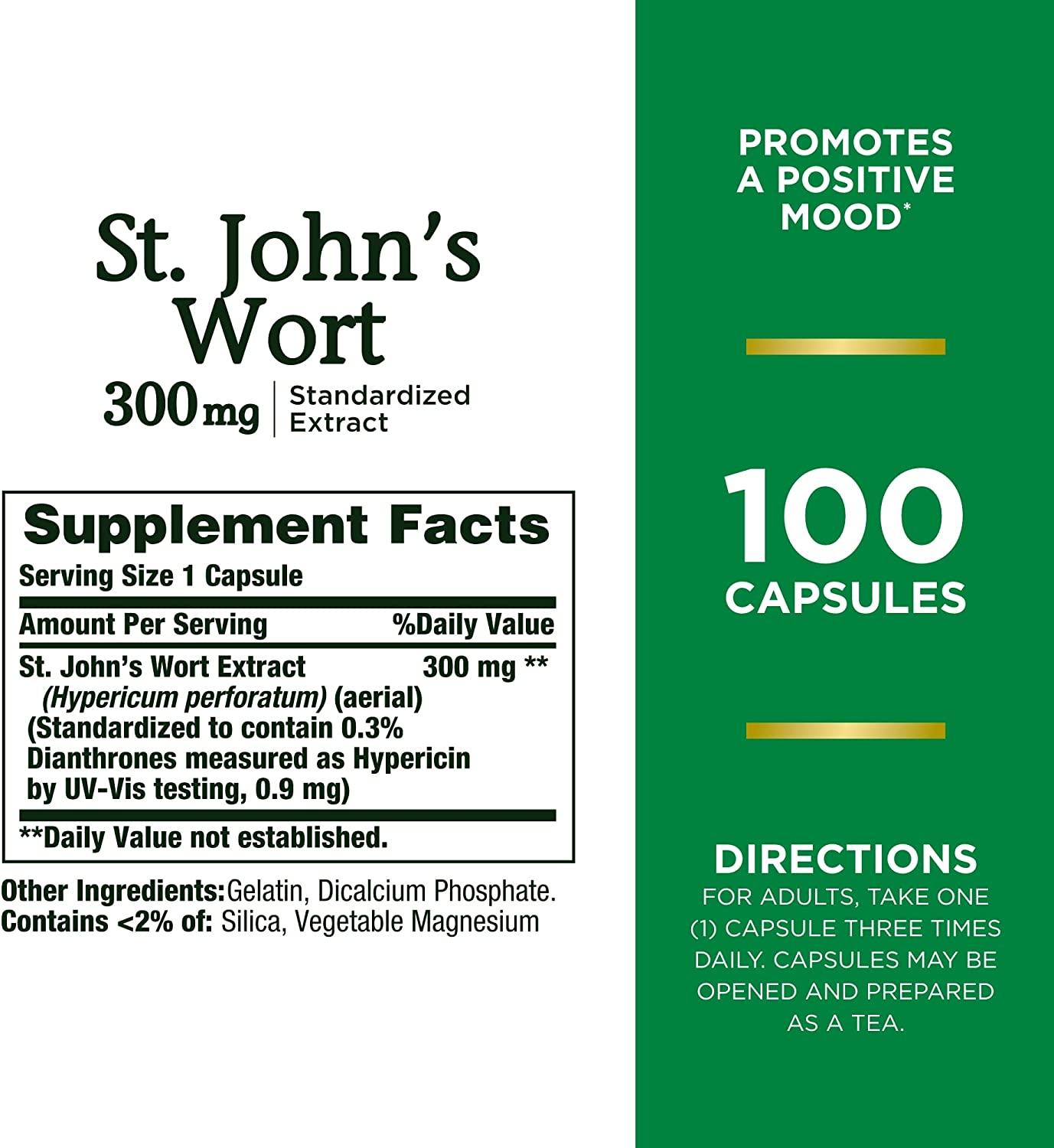 Nature's Bounty St. John's Wort 300 mg 100 Capsules