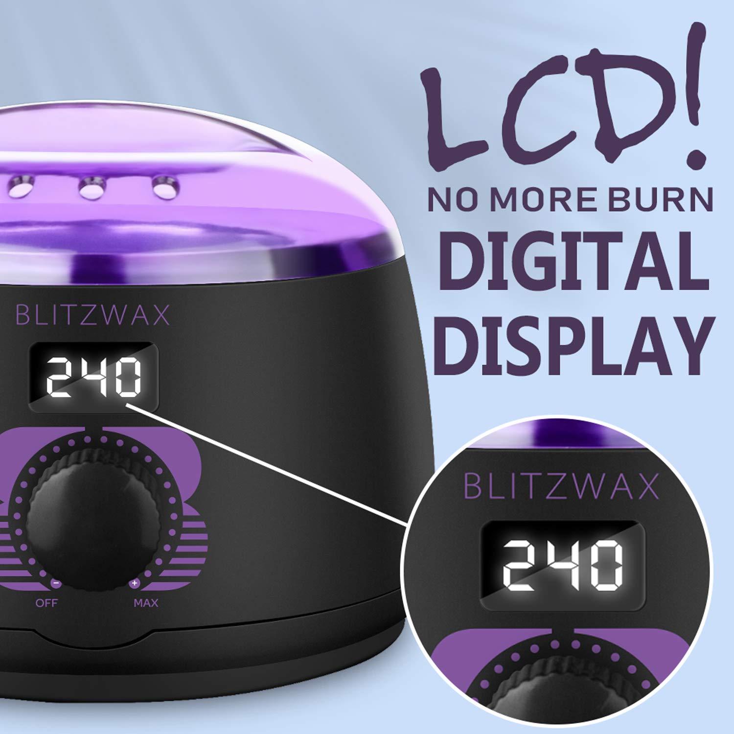 BLITZWAX Waxing Kit for Women Men Digital Wax Warmer Hard Wax Kit with