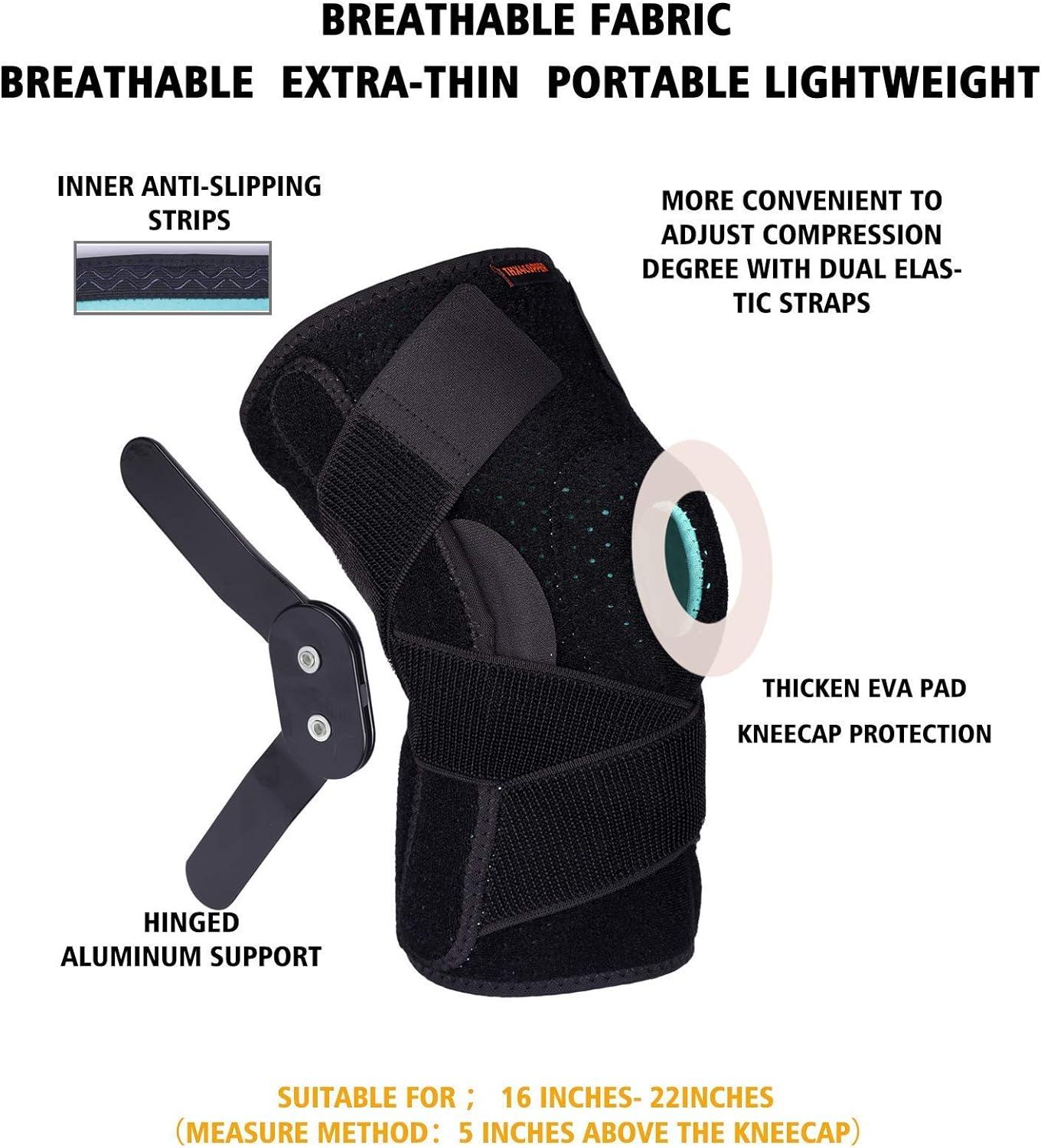 Thx4COPPER Hinged Knee Brace Adjustable Open Patella with Straps
