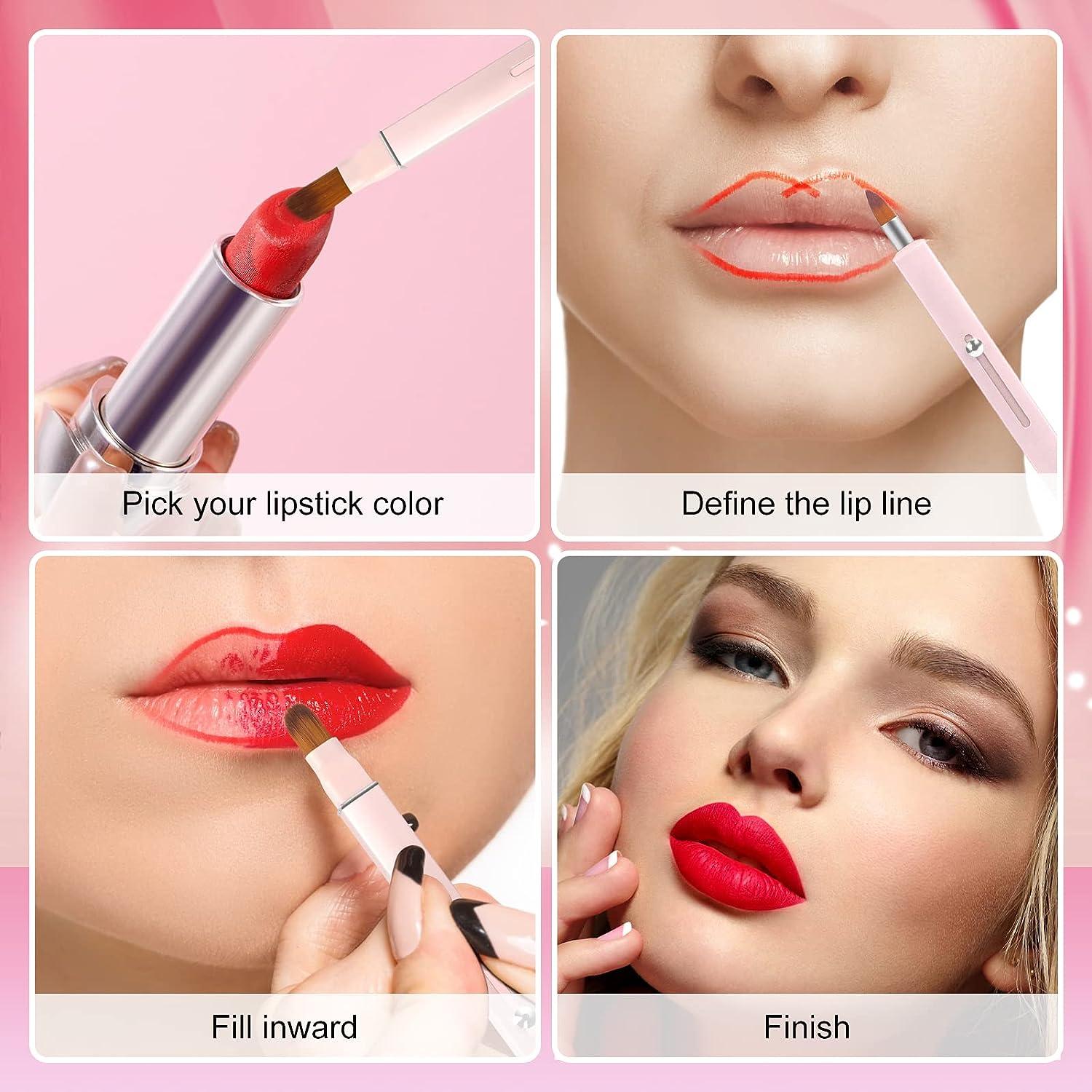Simfree 2 Pieces Lip Brushes Retractable Lip Brush for Lipstick Double