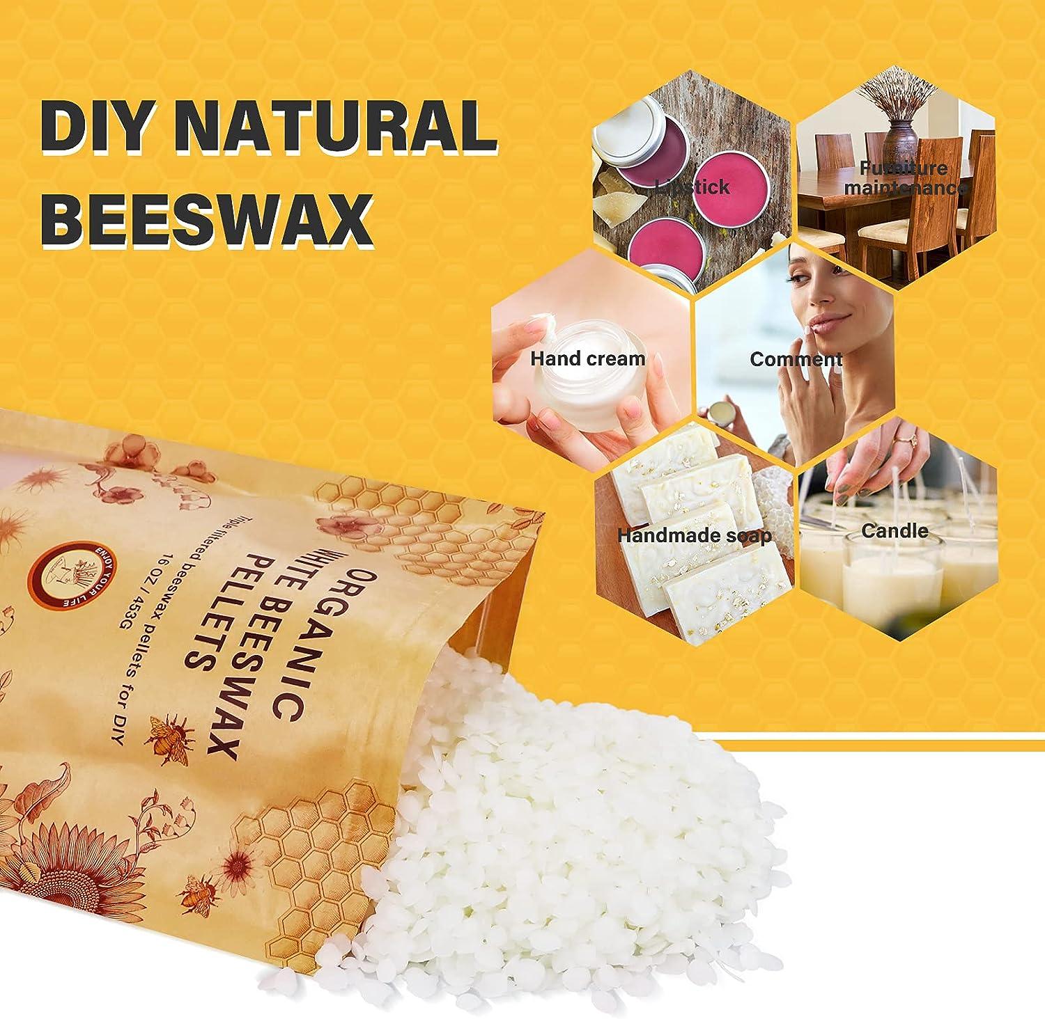 Beeswax Pellets Organic, White Organic Beeswax Flakes 2 lb, Bees
