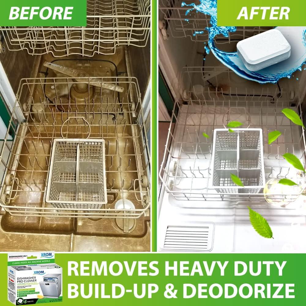 XROM Dishwasher Pro Cleaner 3 in 1 Formula, Removes Odors, Removes Hard