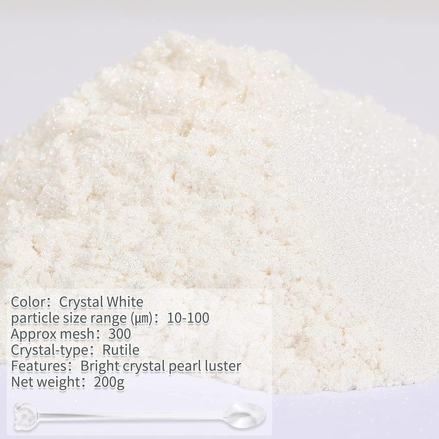Mica Powder,200g/7.05oz Large Jar,Crystal White Mica Powder Pigment for  Epoxy Resin,Lip Gloss,Paint,Dye,Soap Making,Nail Polish,Candle Making,Bath  Bombs(Crystal White)
