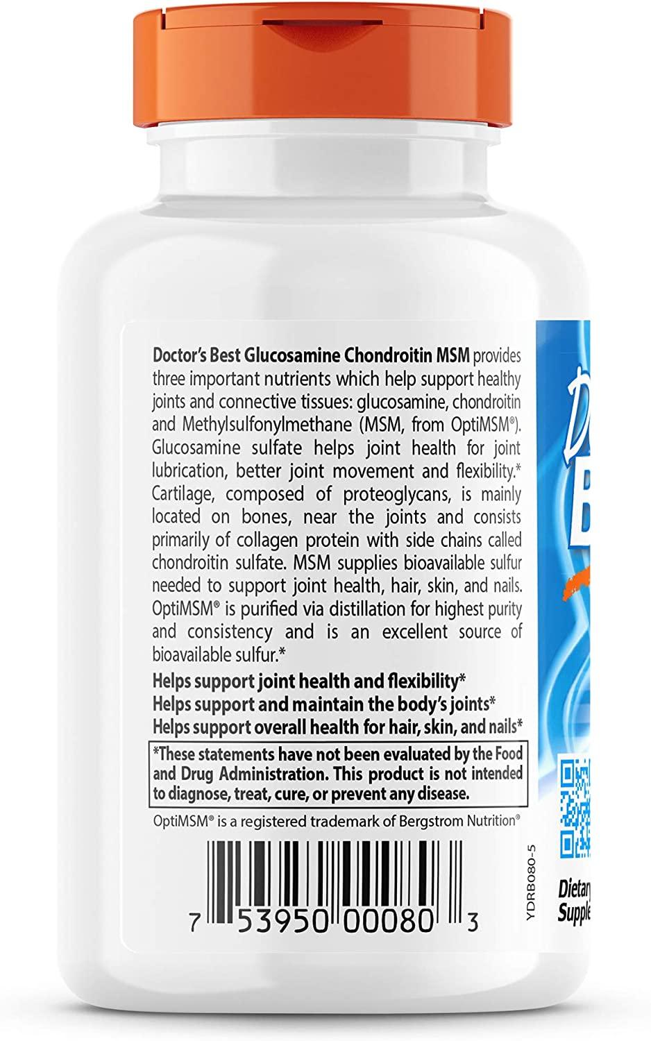 Doctor's Best Glucosamine Chondroitin Msm with OptiMSM Capsules