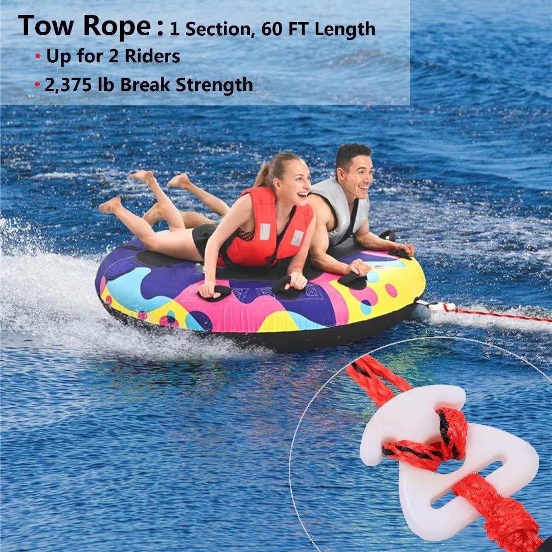 Heavy Duty Tow Rope, Boating Tow Ropes for Tubing, Towable Tube, 60 FT