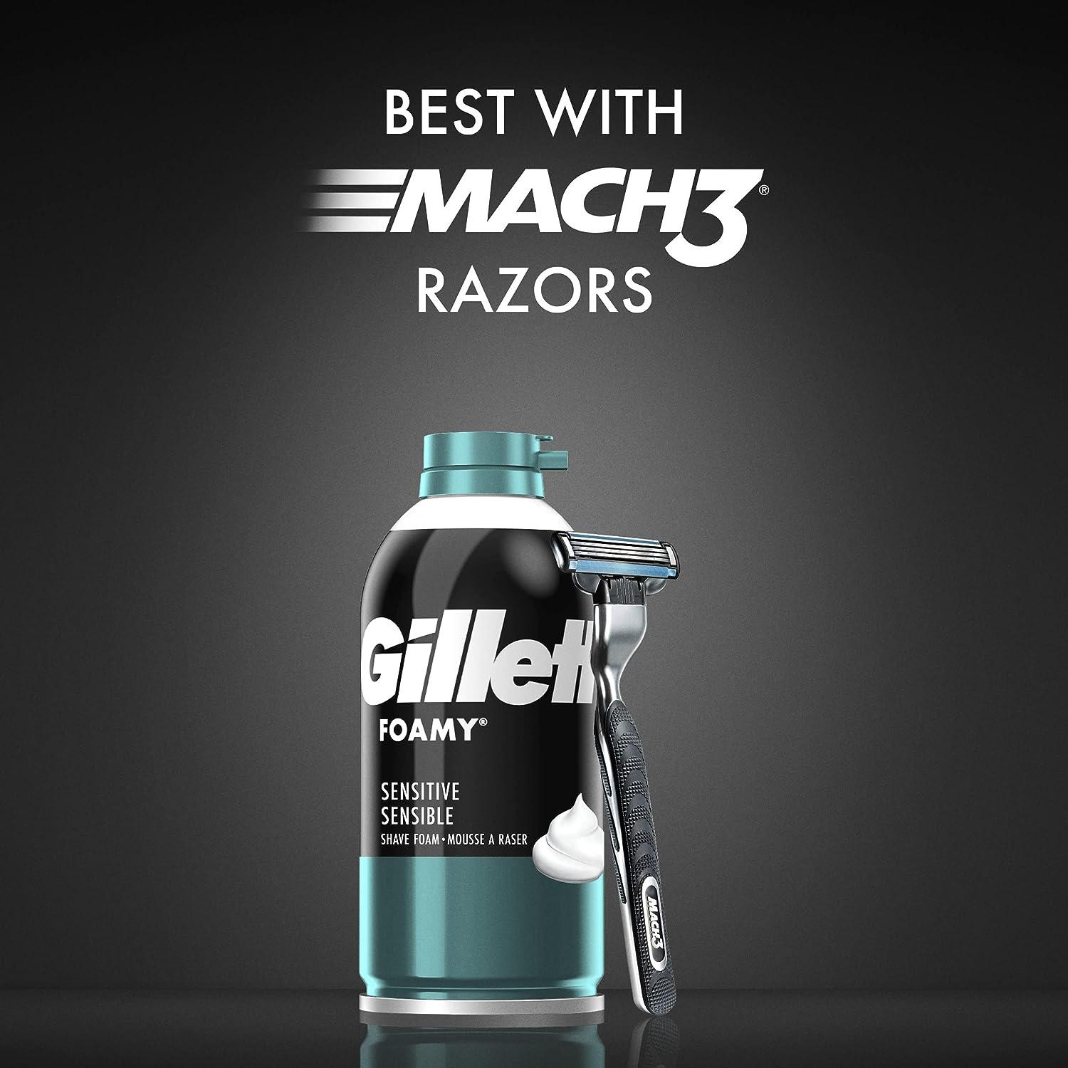 Gillette Foamy Shaving Cream, Sensitive Skin, 11 Ounce (Pack of 12