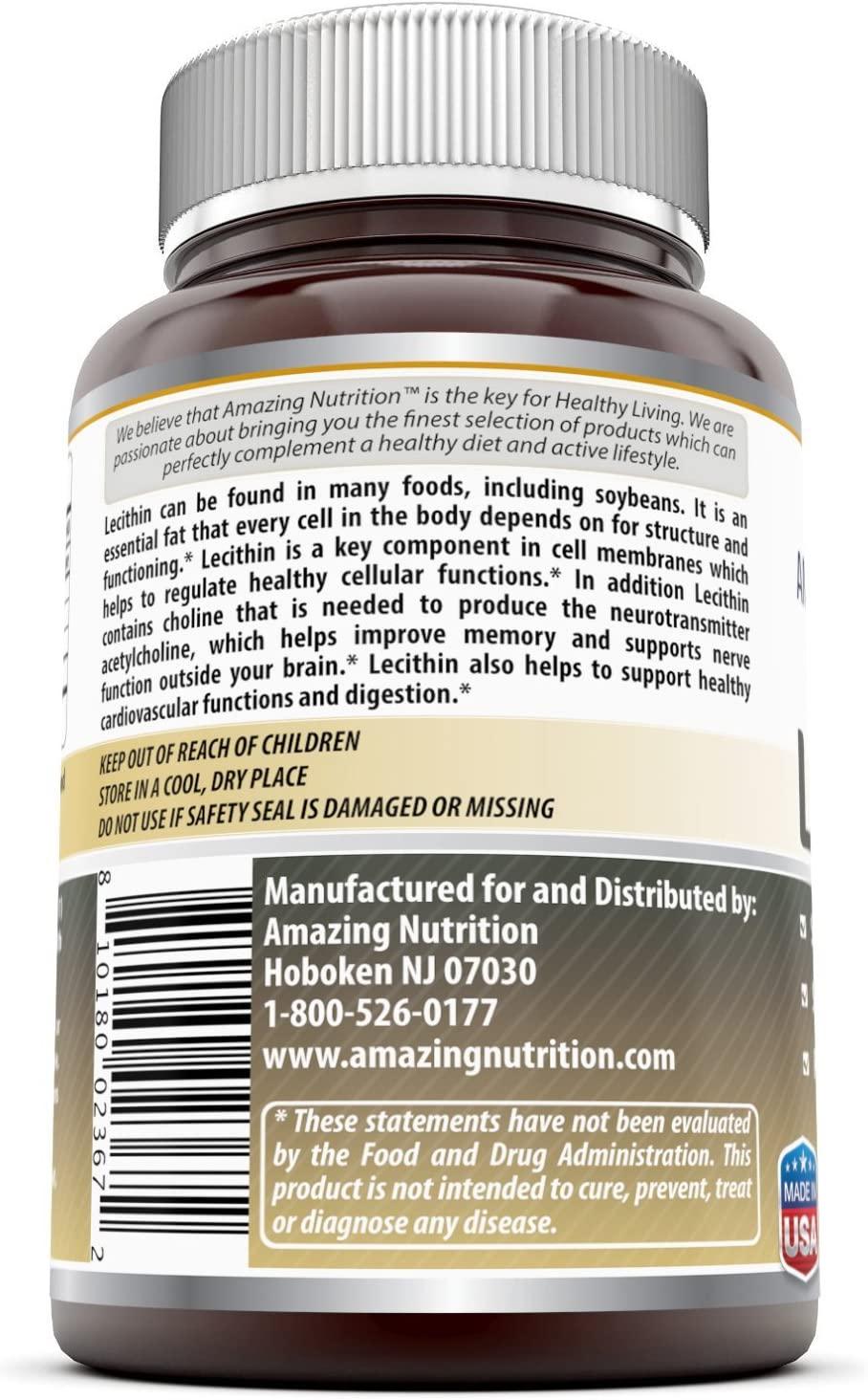 Amazing Formulas Lecithin Dietary Supplement * 1200 mg High Potency Lecithin Softgels (Non GMO