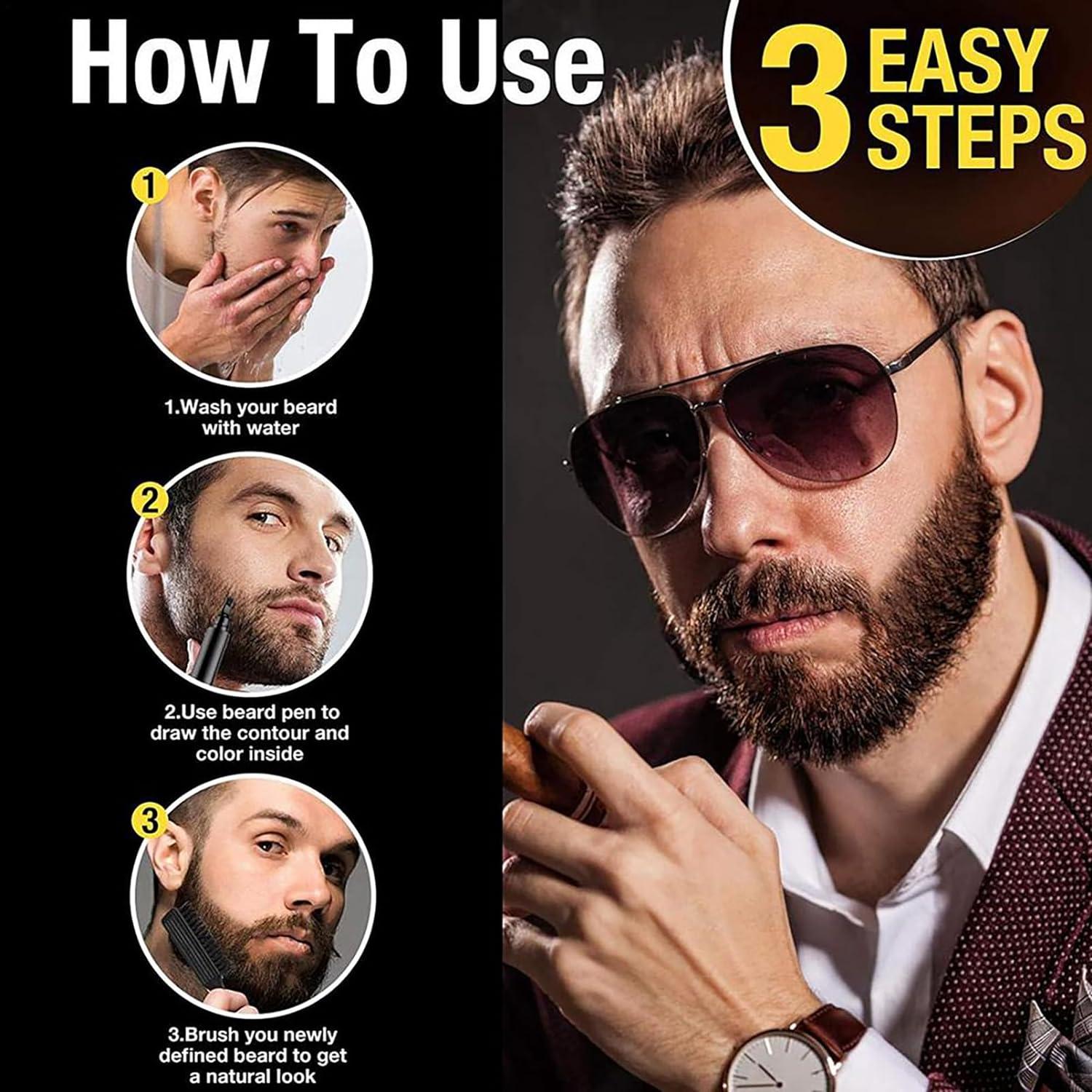 Beard Pencil Filler for Men - Beard Pen - Beard Brush Bristle