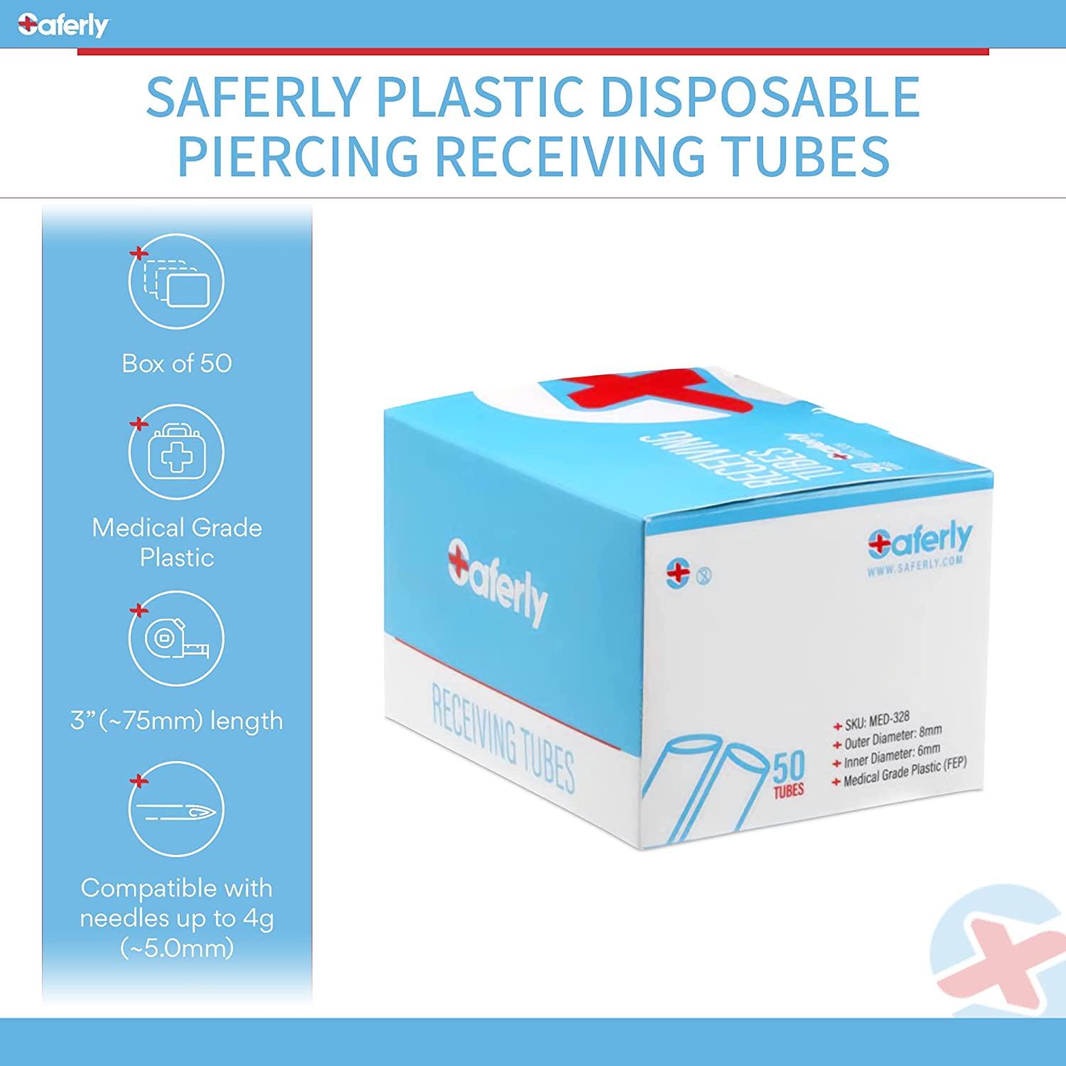 Saferly Body Piercing Needle Receiving Tubes 8mm Plastic Medical