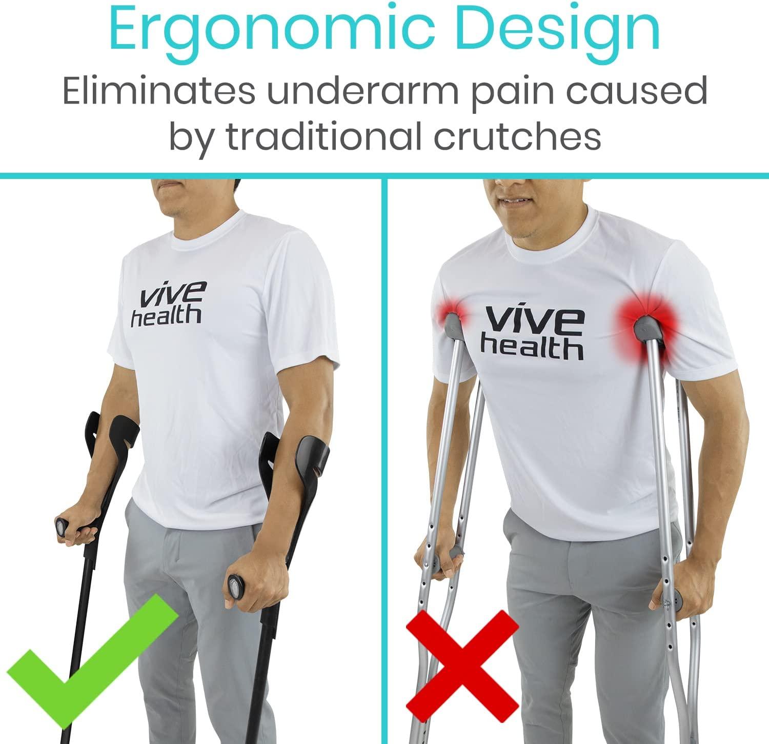 Vive Forearm Crutches (Pair) Lightweight Adjustable Forearm Crutches