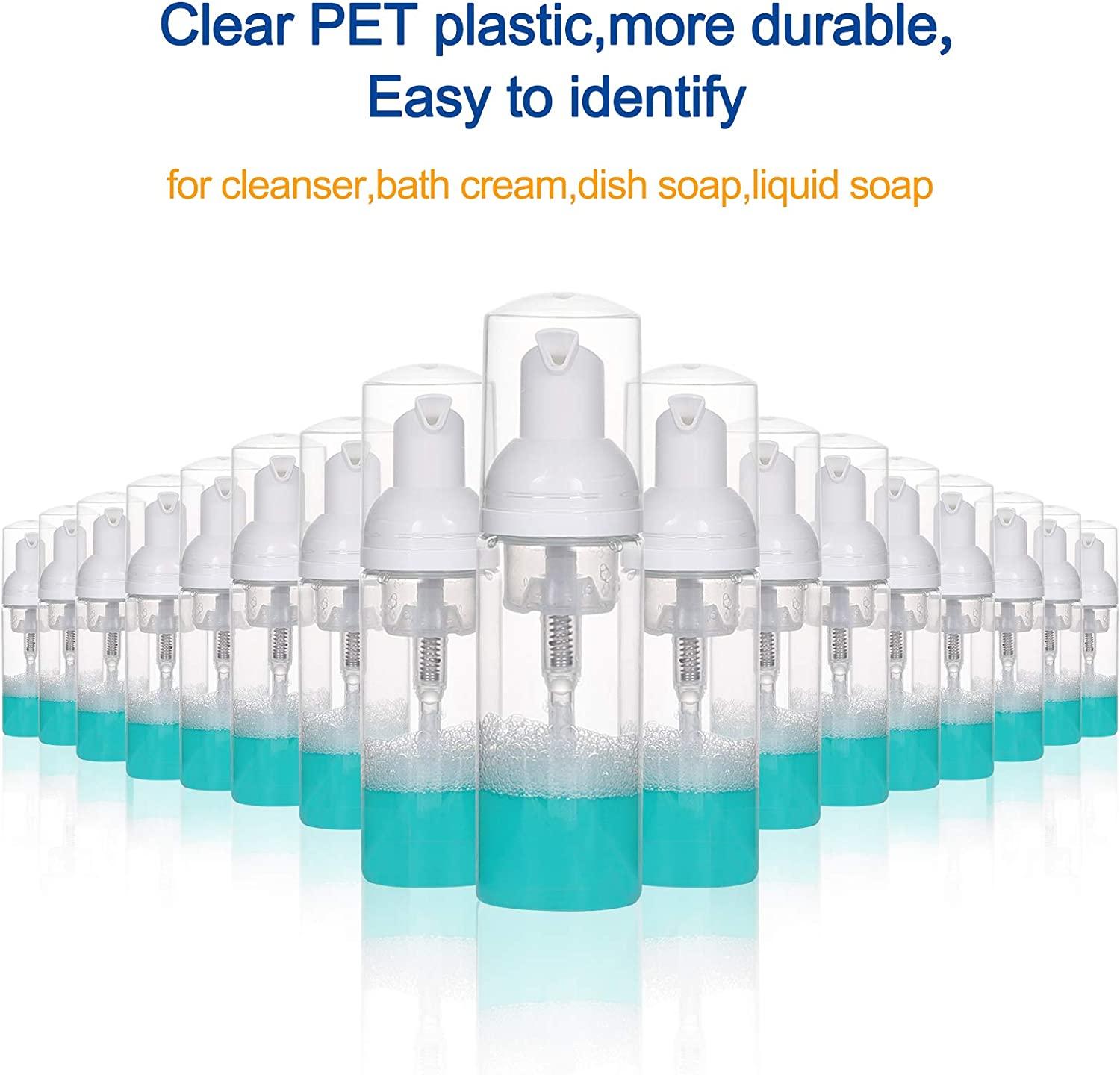 18Piece 2oz Refillable Foam Pump Bottles for Travel Hand Soap & Shampoo