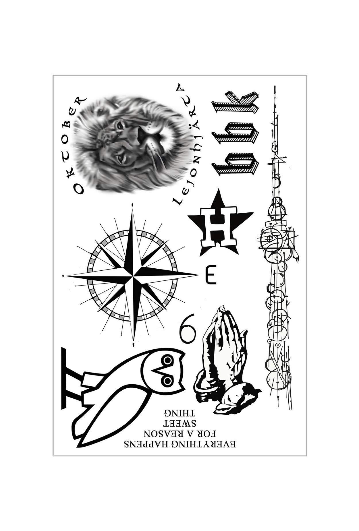 Drake Inspired Temporary Tattoos Sheet