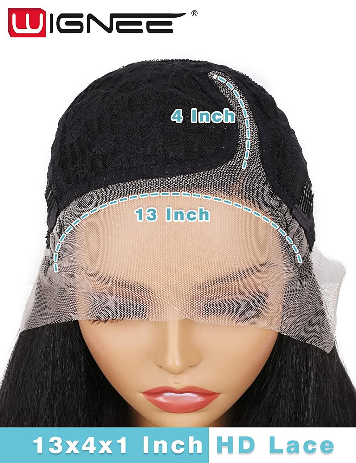 WIGNEE 26 Inches Kinky Straight Lace Front Wig 13x4x1 T Part Lace Front ...