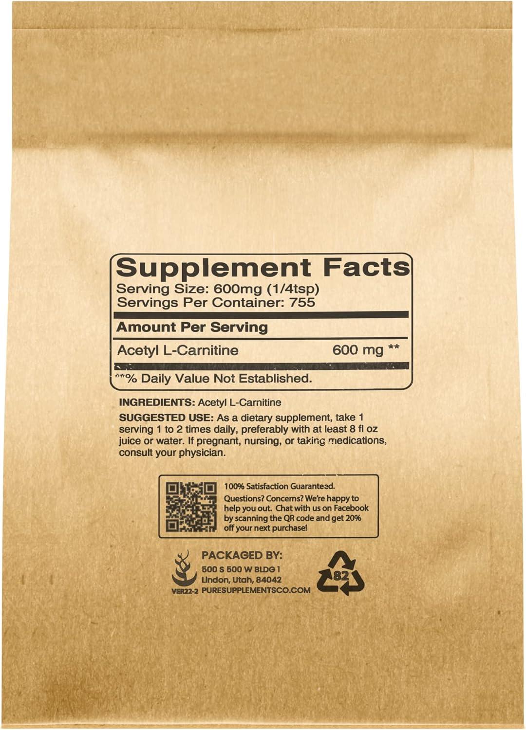 Pure Acetyl L-Carnitine Amino Acid Powder Supplement - 1 lb (Pack of 1) |  Buy Now with Express International Delivery | GoSupps.com