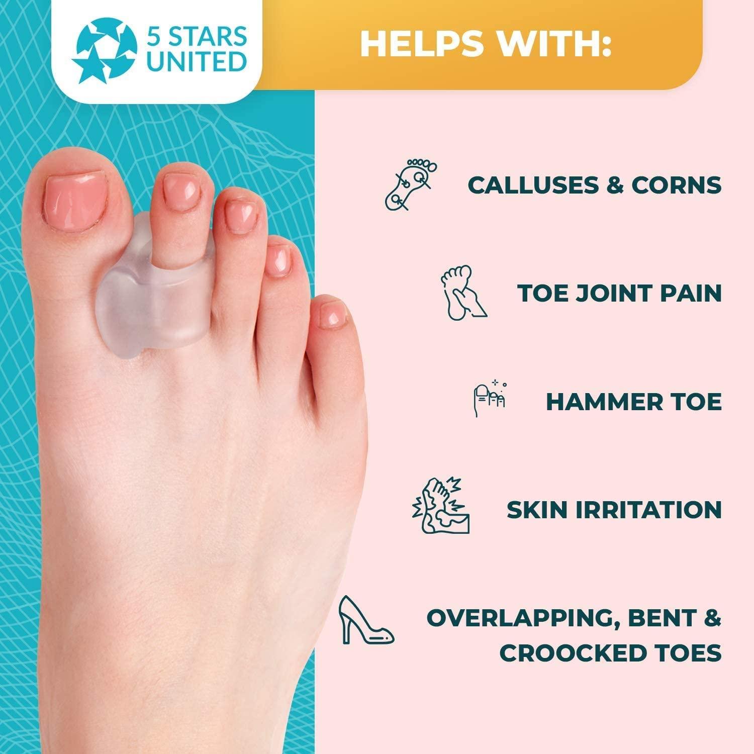 Toe Separators Hammer Toe Straightener 4Pack Big Toe Spacers Clear Gel Spreader Correct