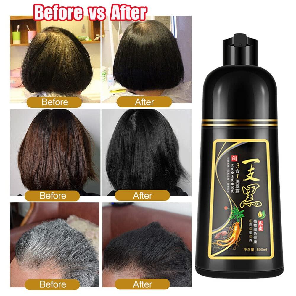 500ml Permanent Black Hair Shampoo Organic Natural Fast Hair Dye Plant
