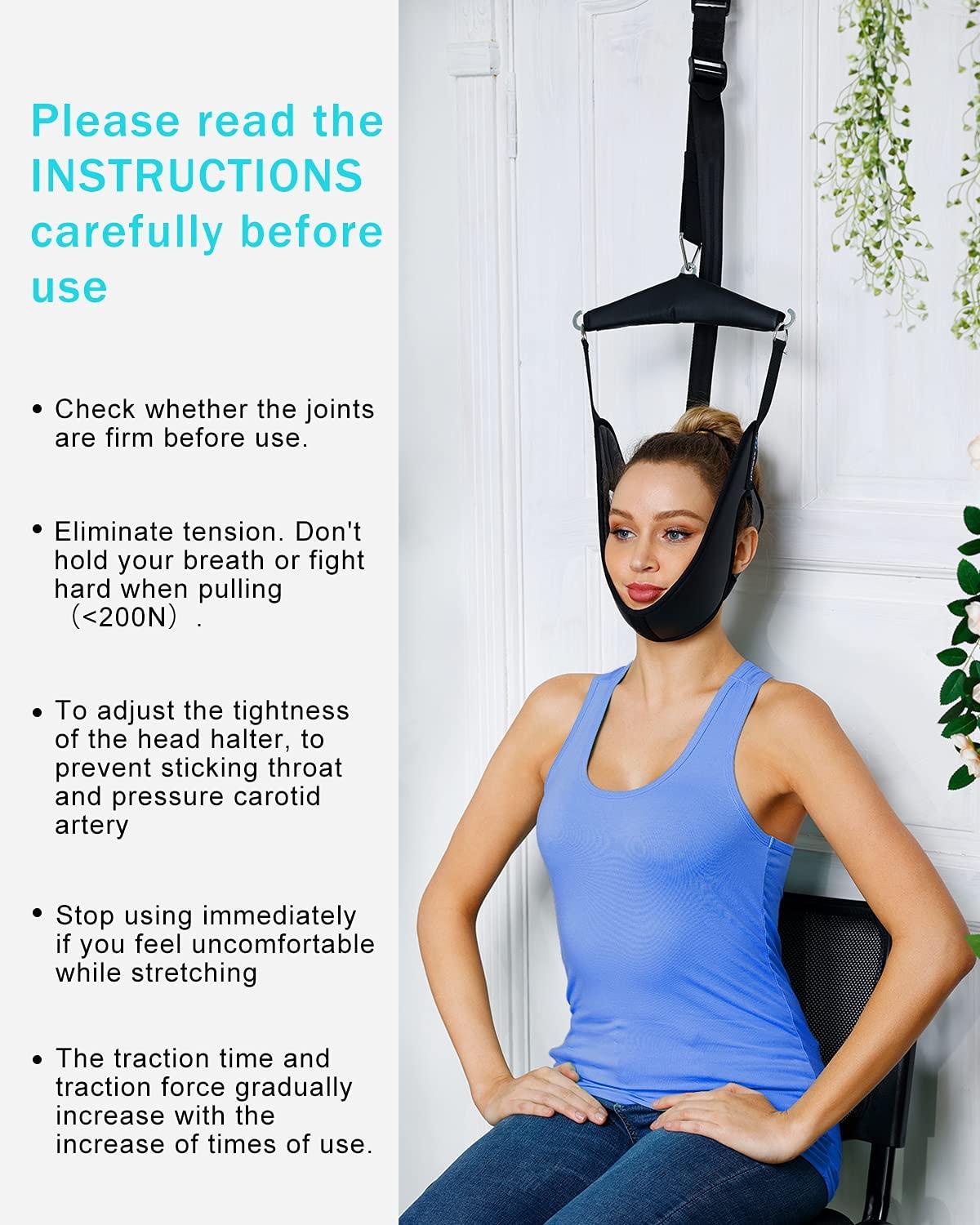  Neck Traction, Door Cervical Traction Device Portable Neck  Extender Neck Traction Device Hammock Neck Decompressor Pain Relief :  Health & Household