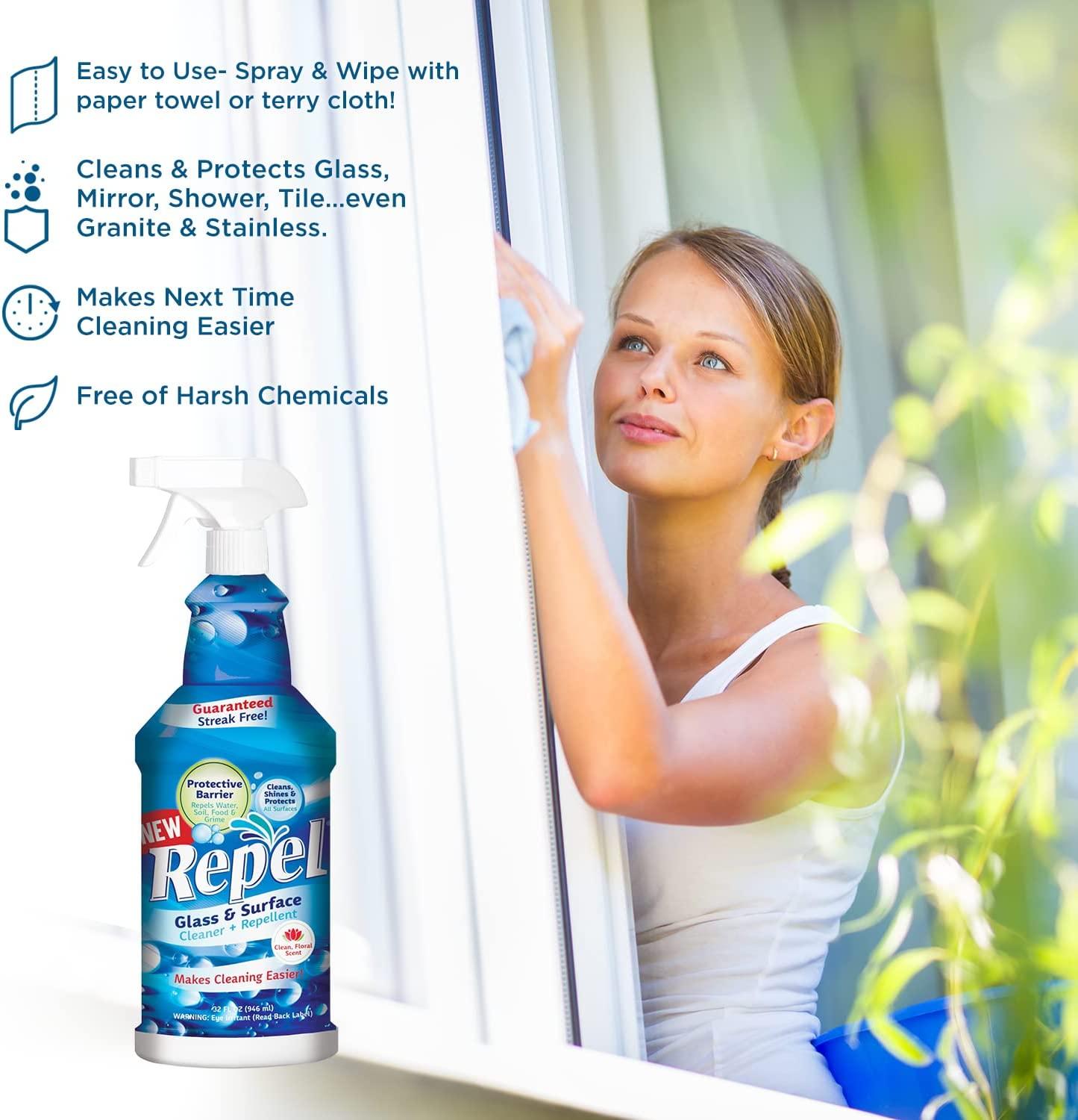 REPEL Glass & Surface Cleaner 32 fl. oz. - Cleans & Repels water