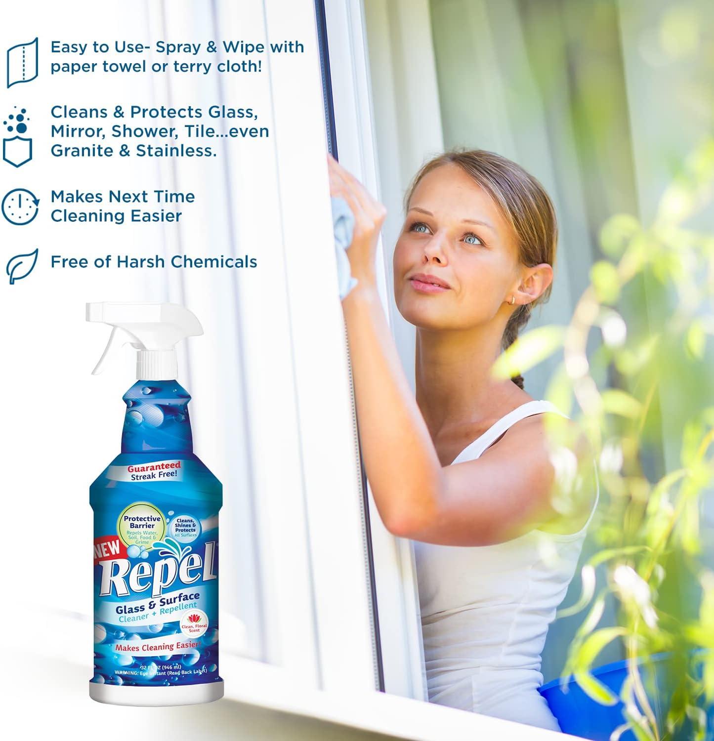 CleanX REPEL Glass Cleaner 32 fl. oz. Repels Water Spots & Dirt
