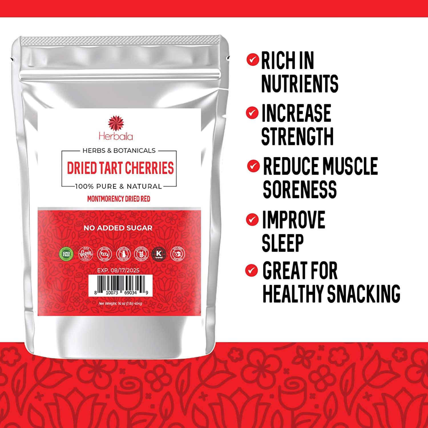 Dried Montmorency Tart Cherries 1lb Unsweetened & AllNatural Sour