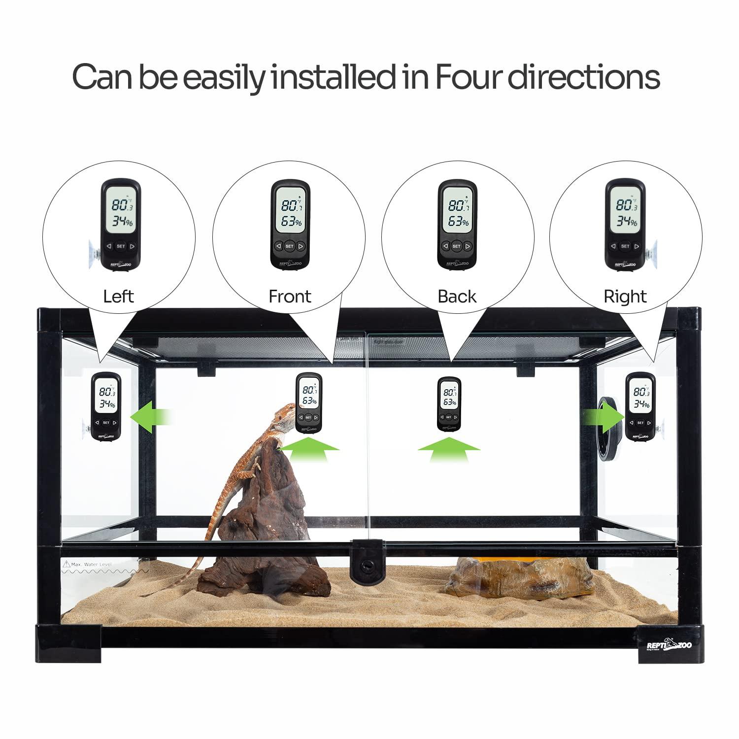 REPTI ZOO Reptile Thermometer Hygrometer, Digital Alarm Thermo
