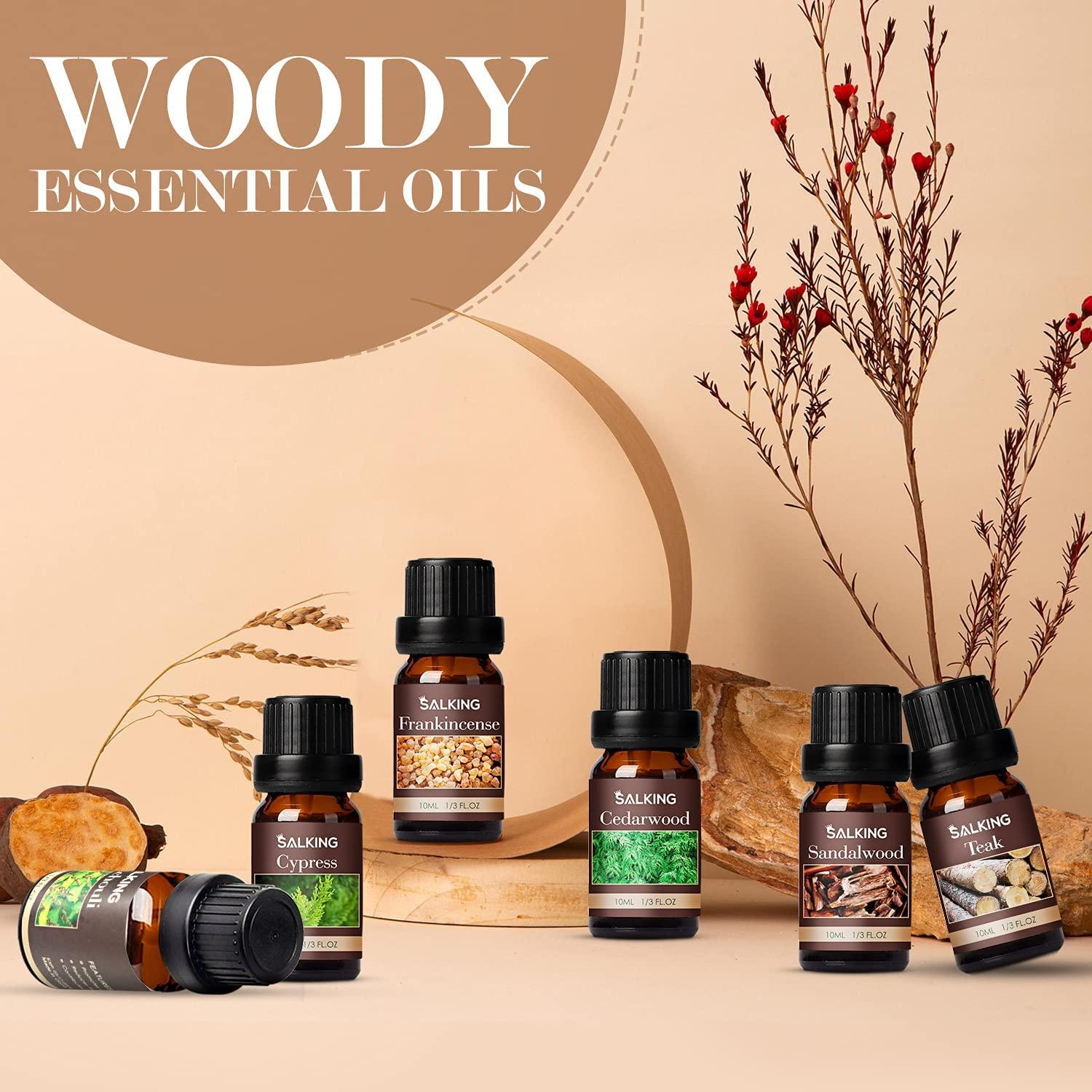  Woody Essential Oils Set, Men Scents Fragrance Oil for Candle  Making  Sandalwood, Frankincense, Teakwood, Cypress, Cedarwood, Patchouli,  Diffuser Oil Scents : Health & Household